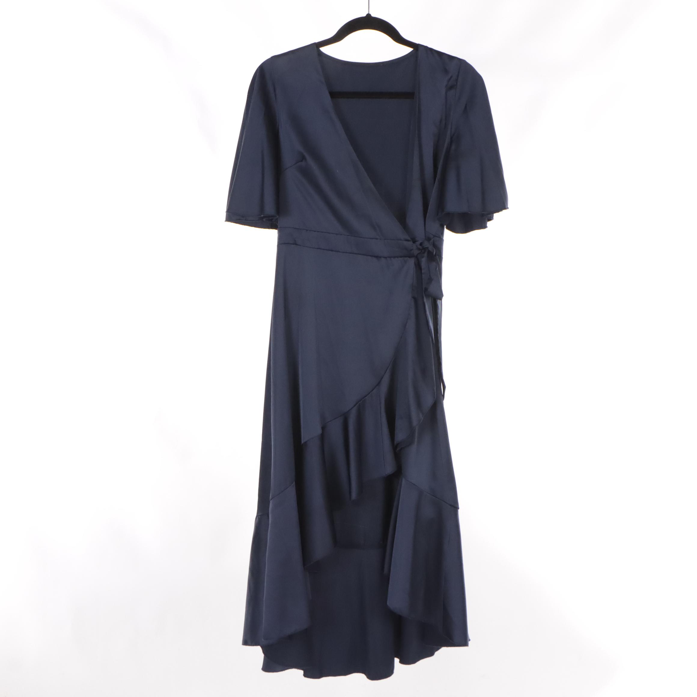 Sonja by Sonja Morgan Ruffled Wrap Dresses in Polyester Satin