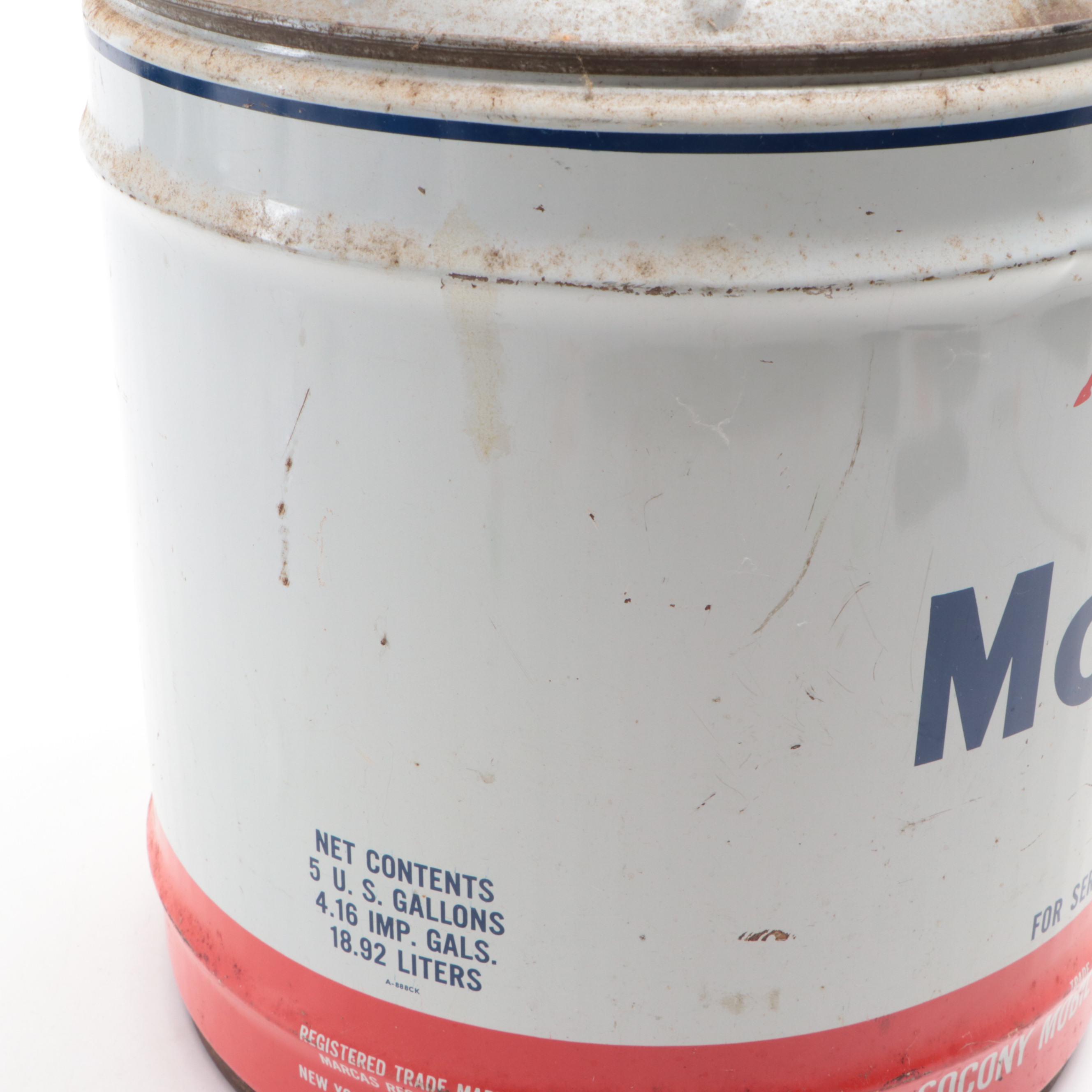 Mobiloil Metal Five-Gallon Oil Can, Mid-20th Century
