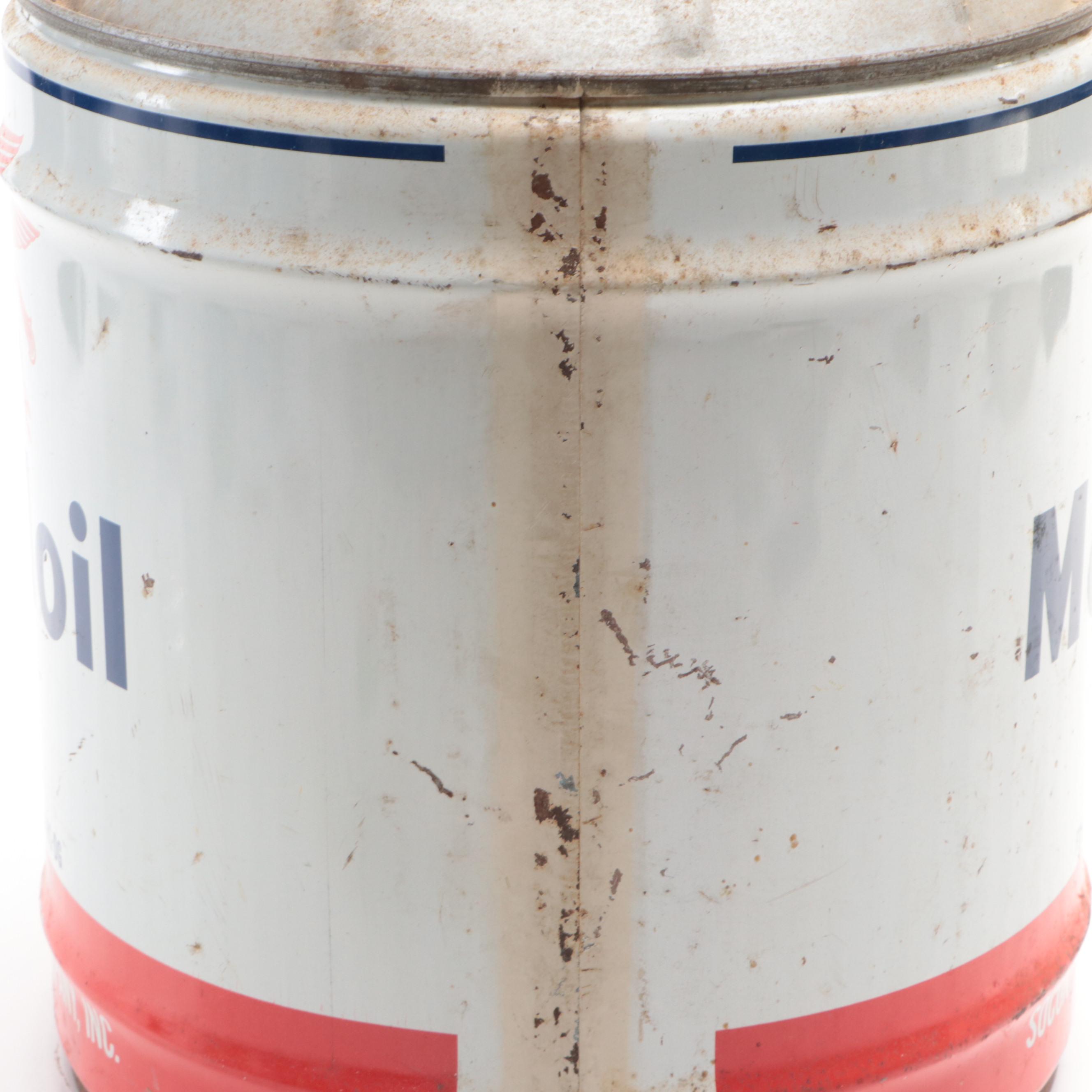 Mobiloil Metal Five-Gallon Oil Can, Mid-20th Century