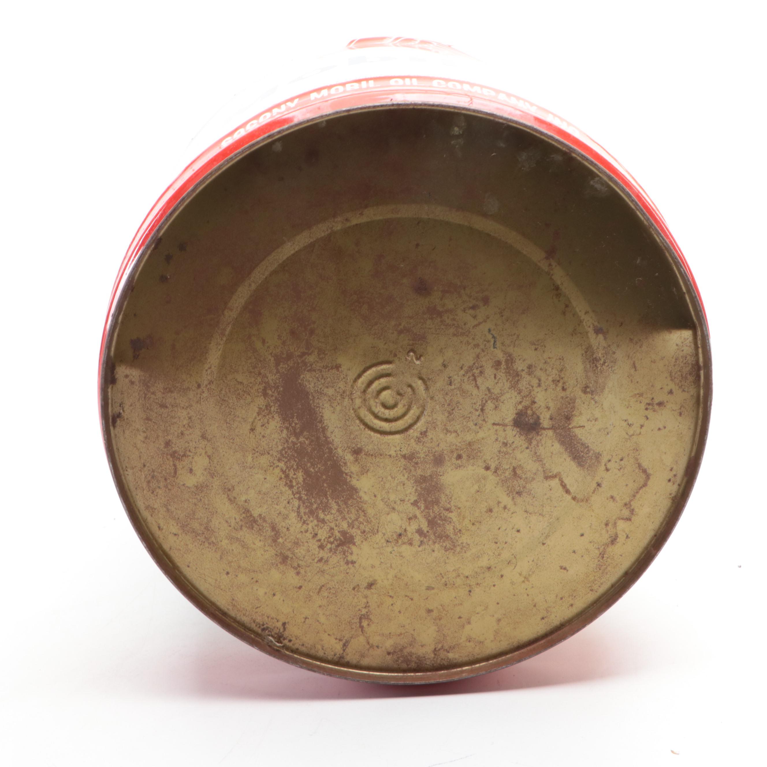 Mobiloil Metal Five-Gallon Oil Can, Mid-20th Century