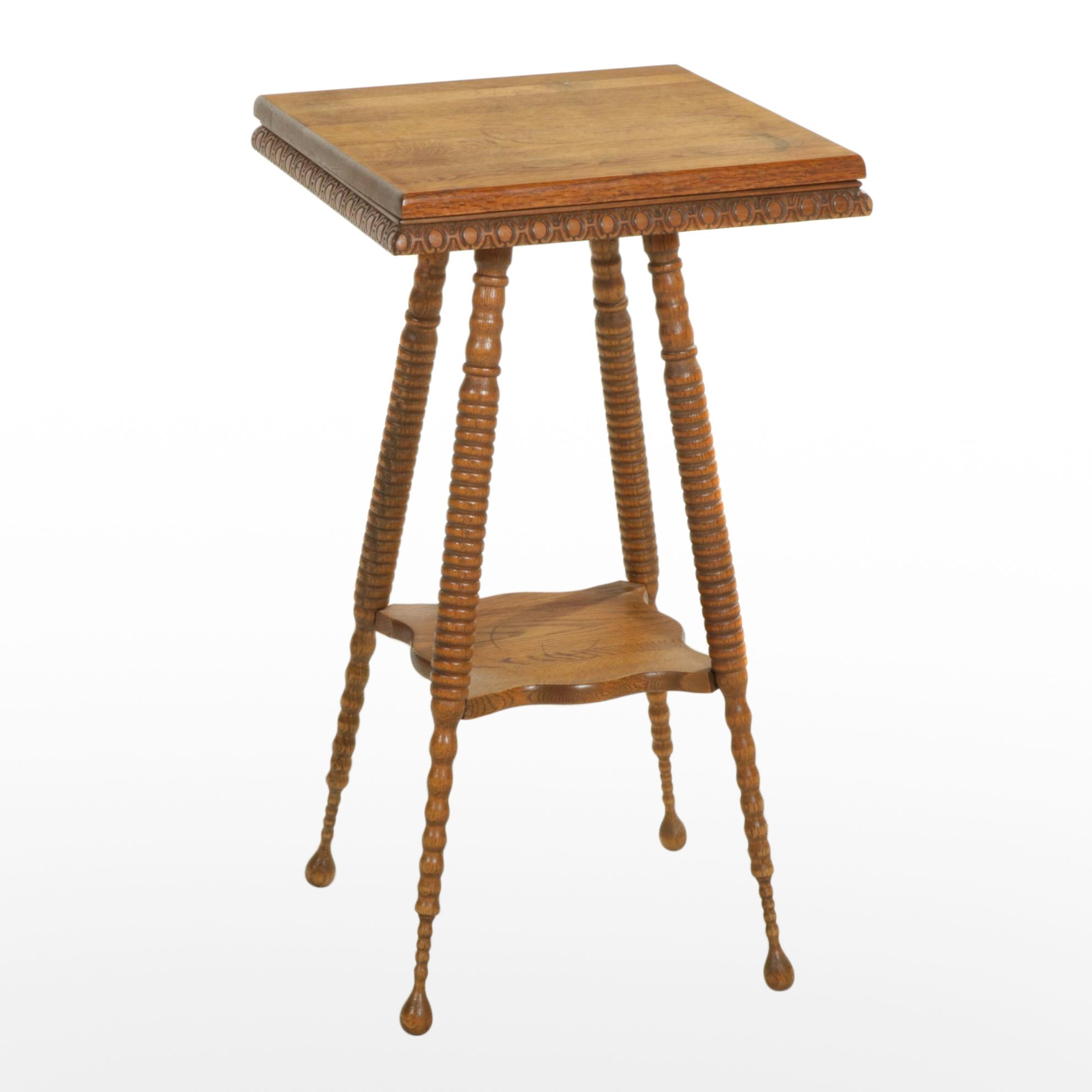 Tiger Oak Two-Tier Parlor Table