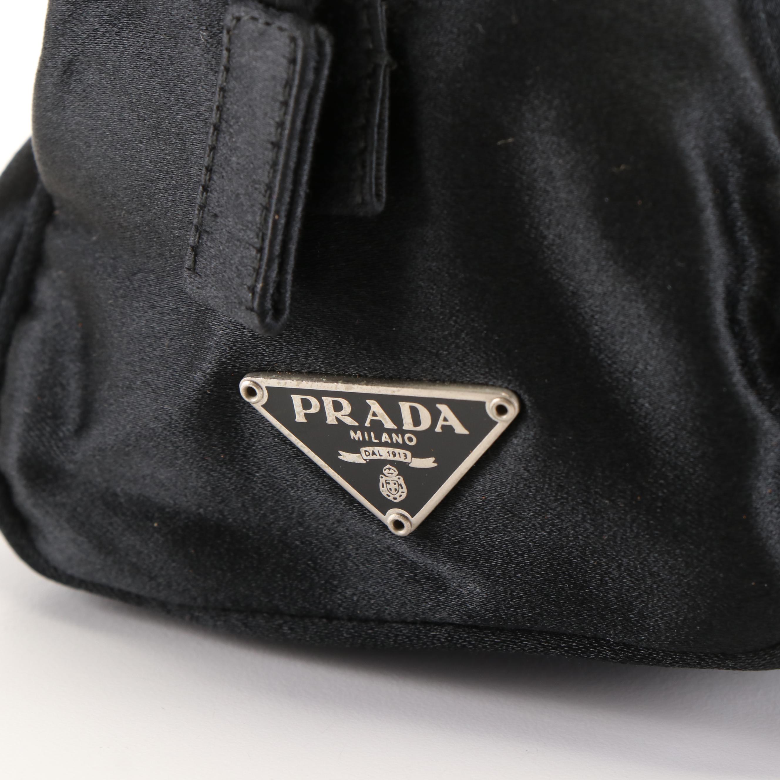 Prada Beaded Embroidery Satin Mini Bowling Bag