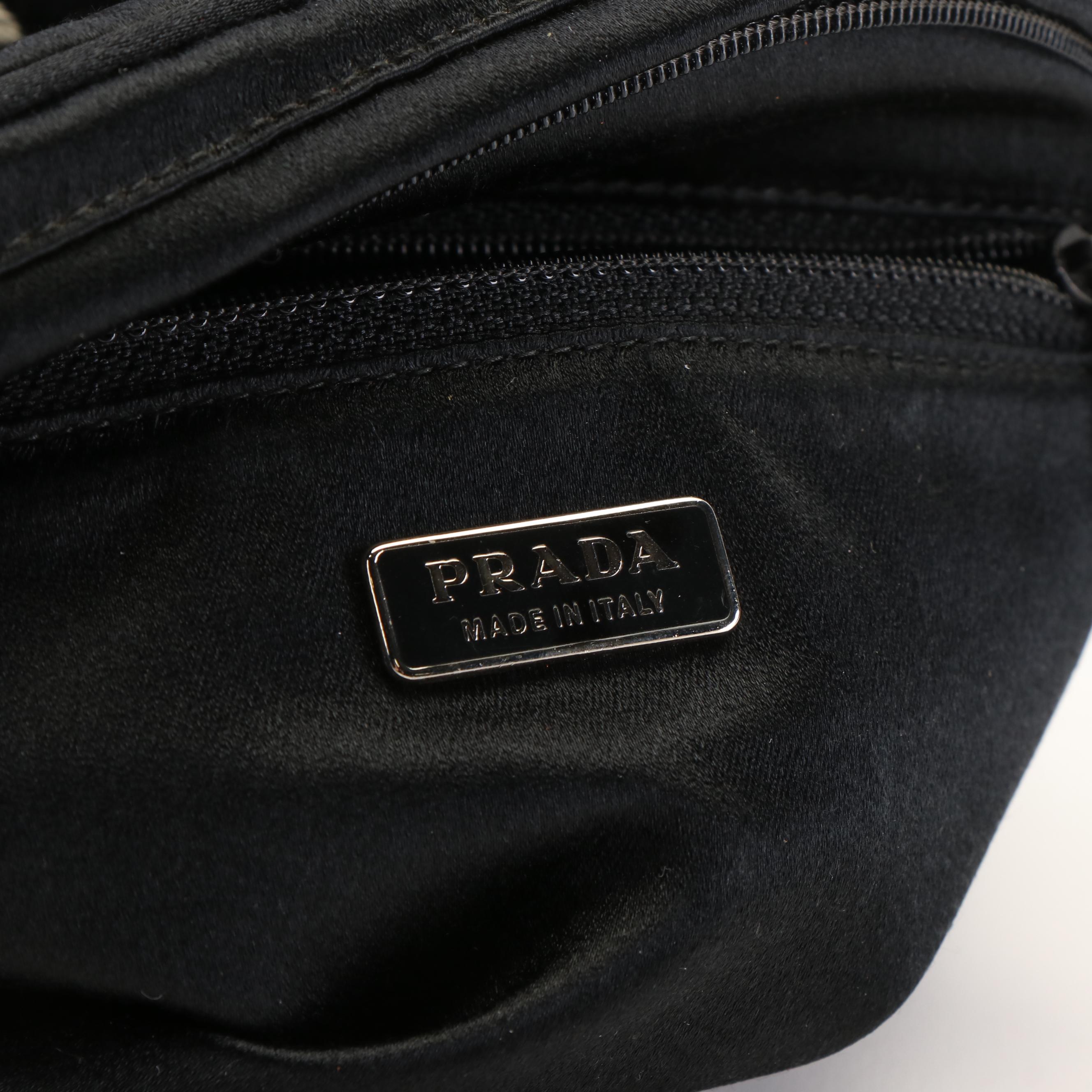 Prada Beaded Embroidery Satin Mini Bowling Bag