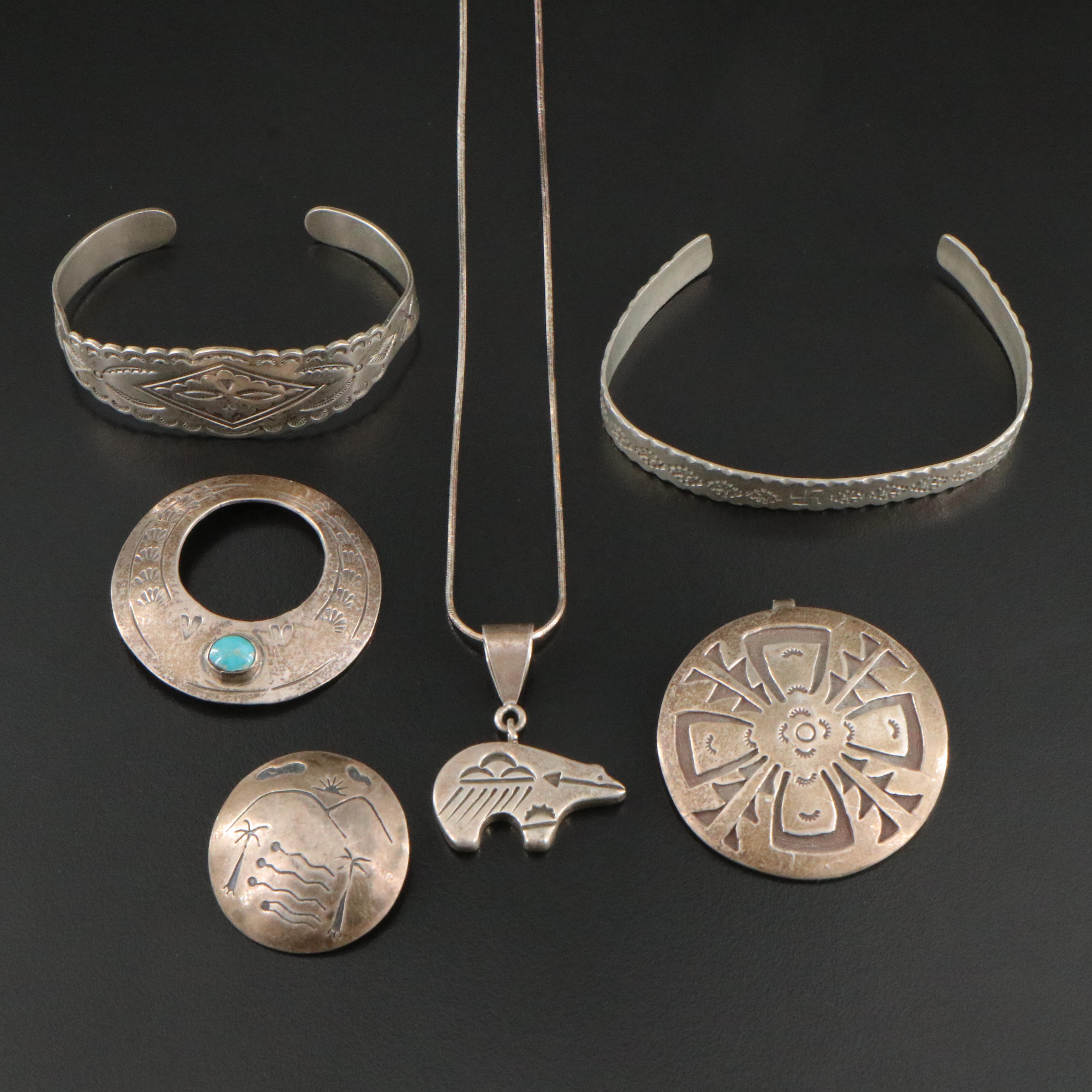 Western Style Jewelry with Sterling, Turquoise and Monroe Ashley, Navajo Diné