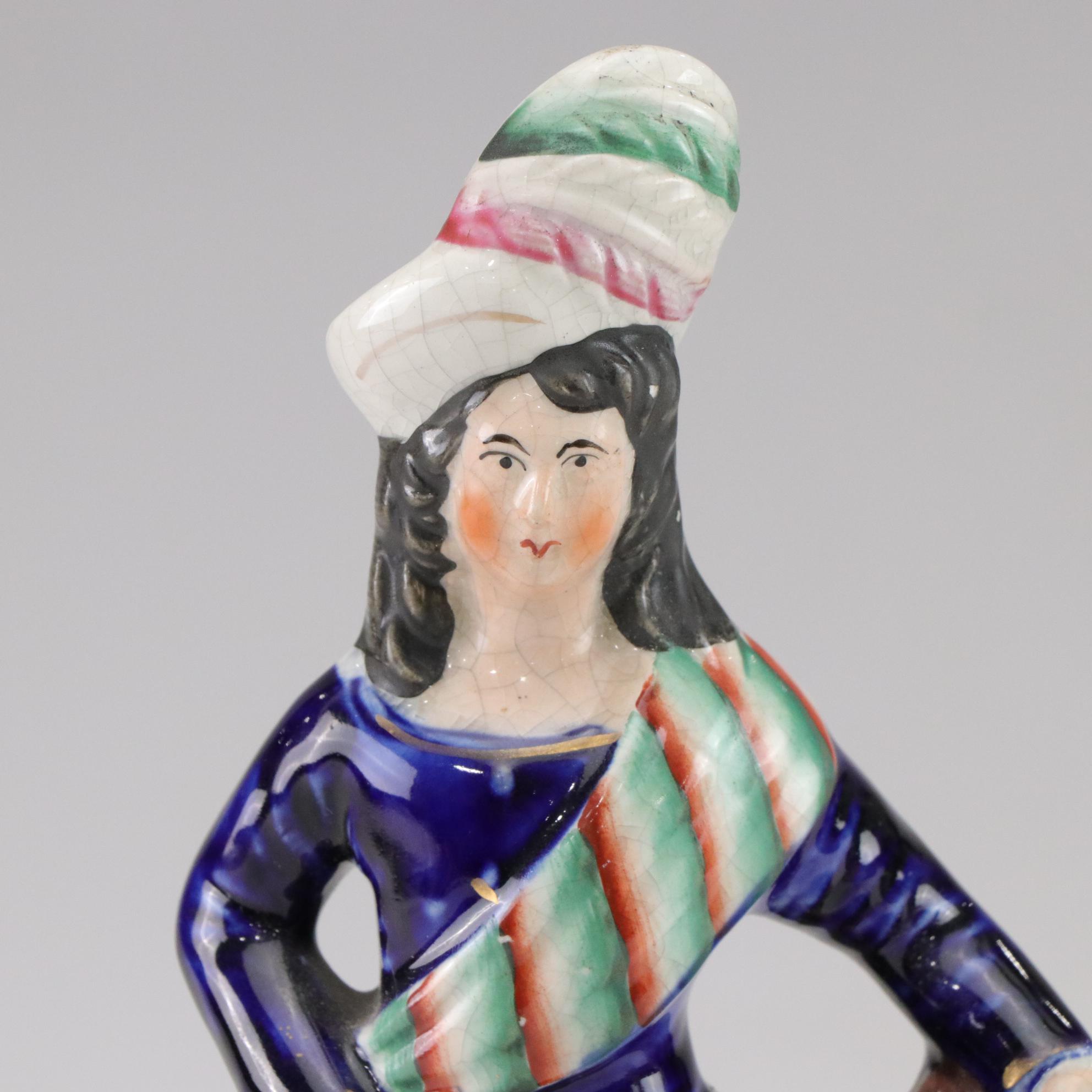 Staffordshire "Highland Musician" and Scottish Noble Porcelain Figurines