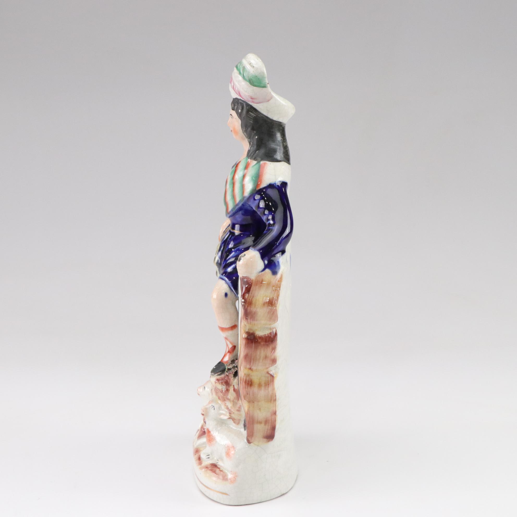 Staffordshire "Highland Musician" and Scottish Noble Porcelain Figurines