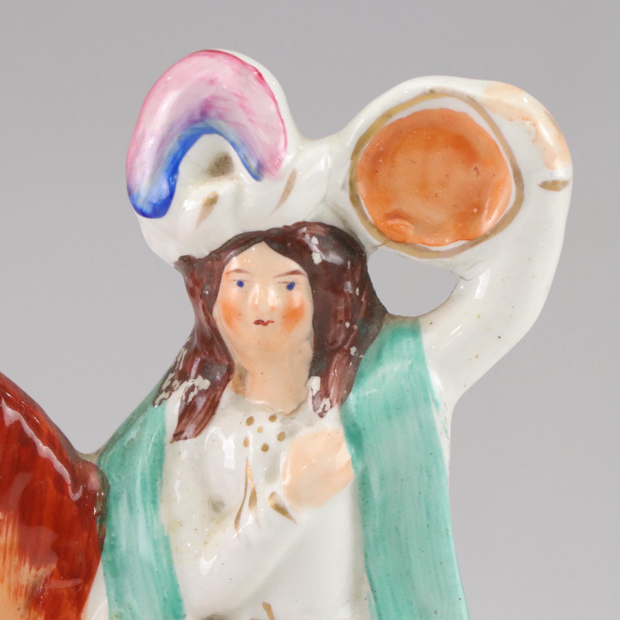 Staffordshire "Highland Musician" and Scottish Noble Porcelain Figurines