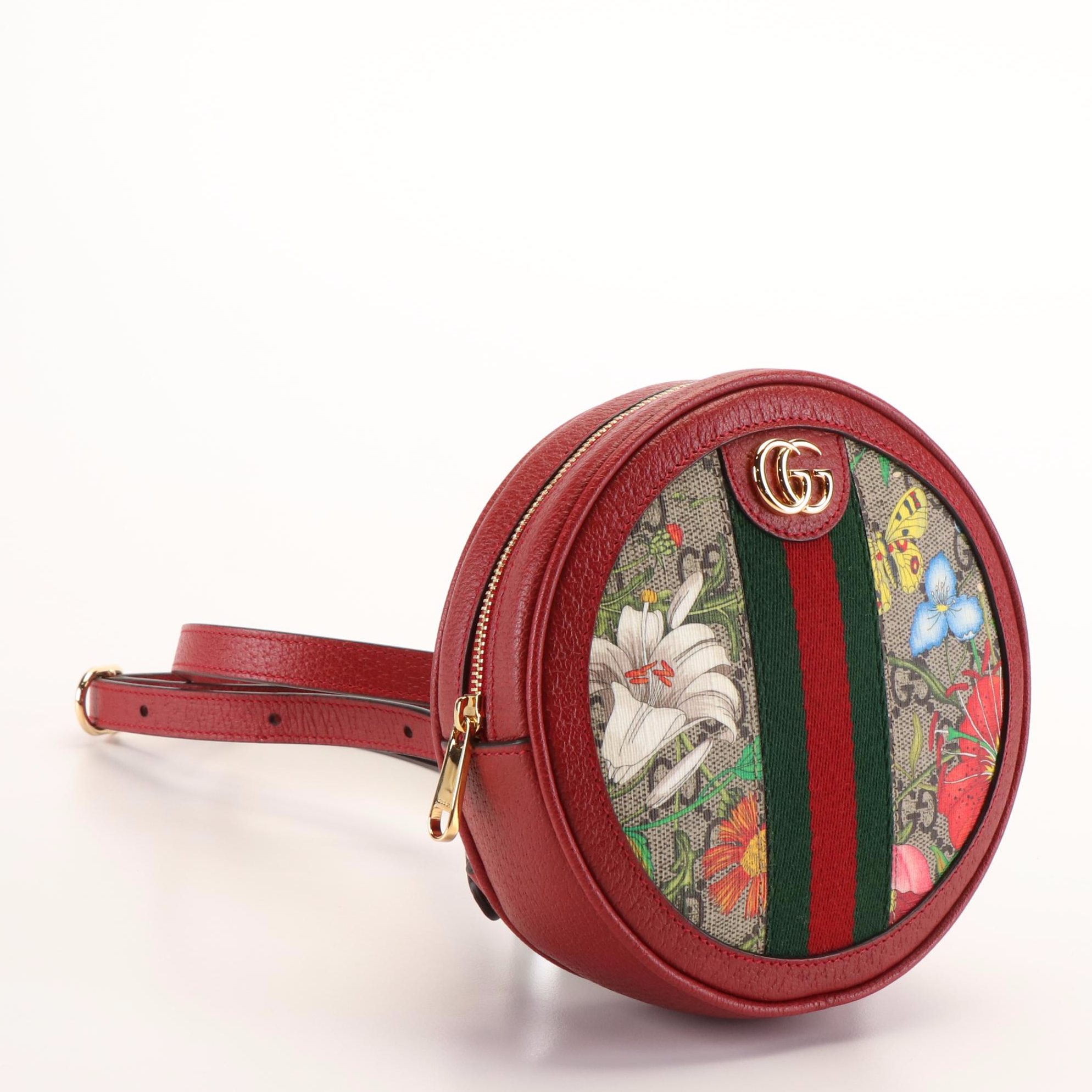 Gucci Ophidia Round Sherry Line Backpack in Floral Printed GG Supreme Canvas