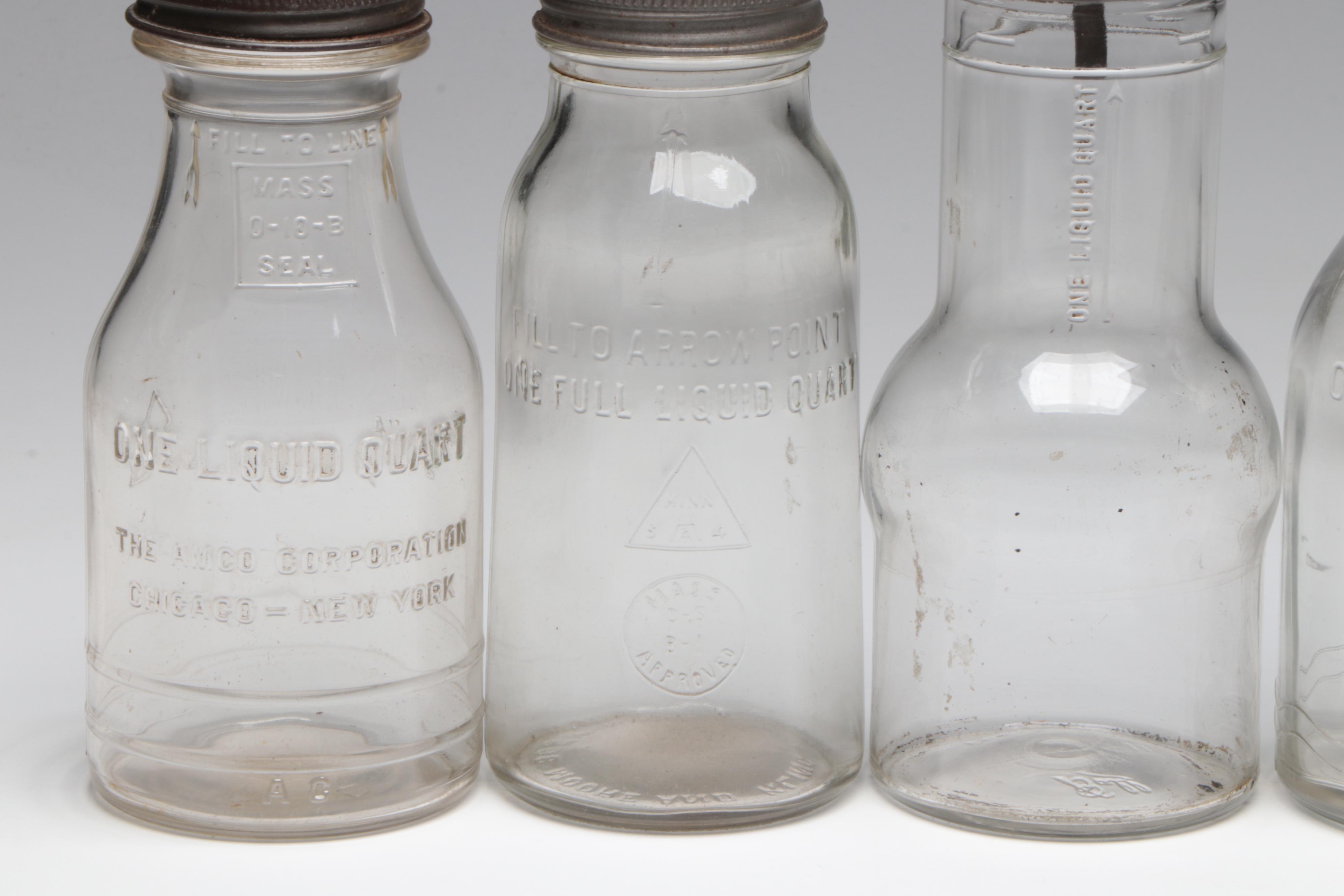 Master, Rapid Oiler, Mobiloil and Other Glass Motor Oil Bottles