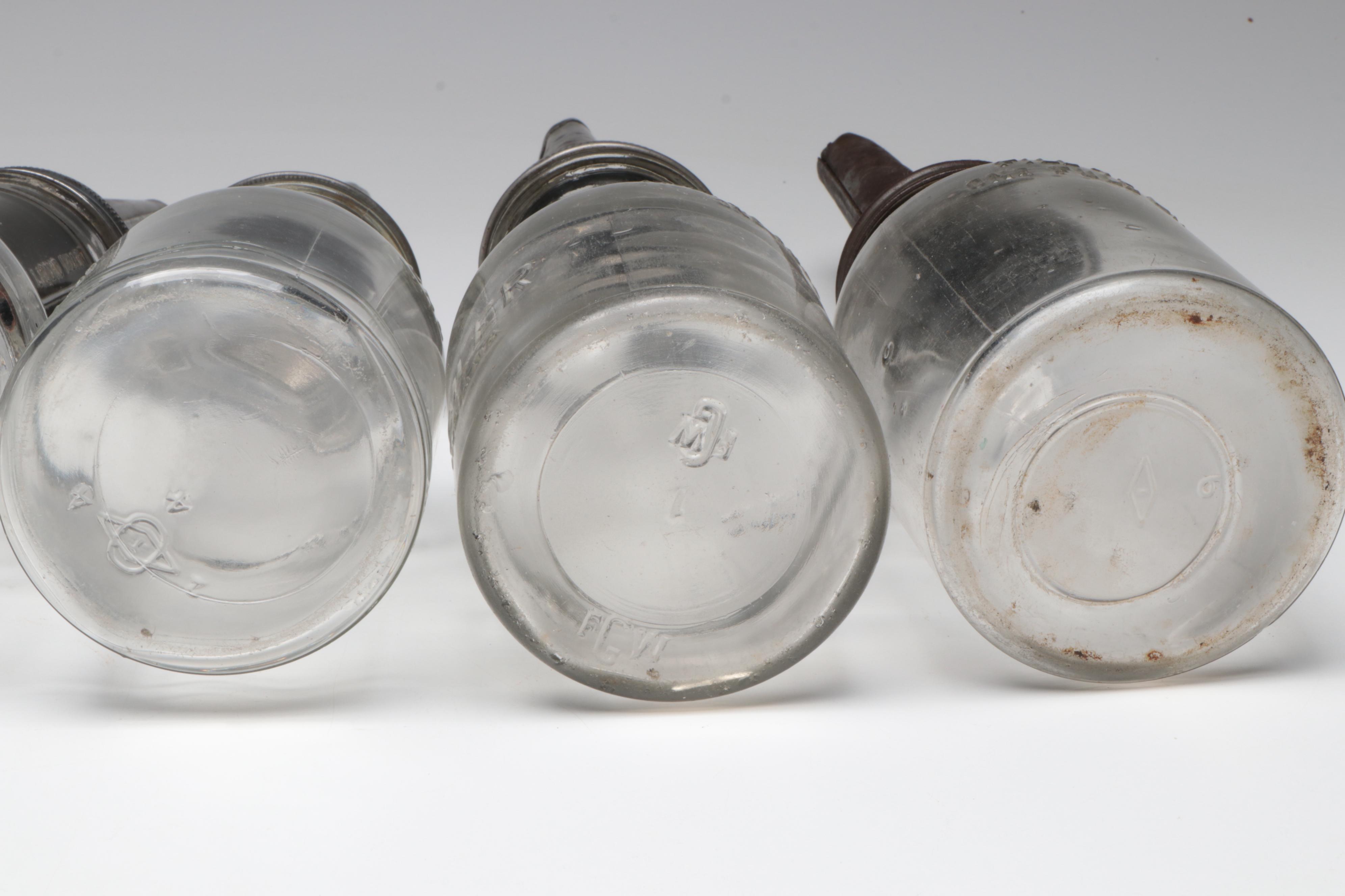 Master, Rapid Oiler, Mobiloil and Other Glass Motor Oil Bottles
