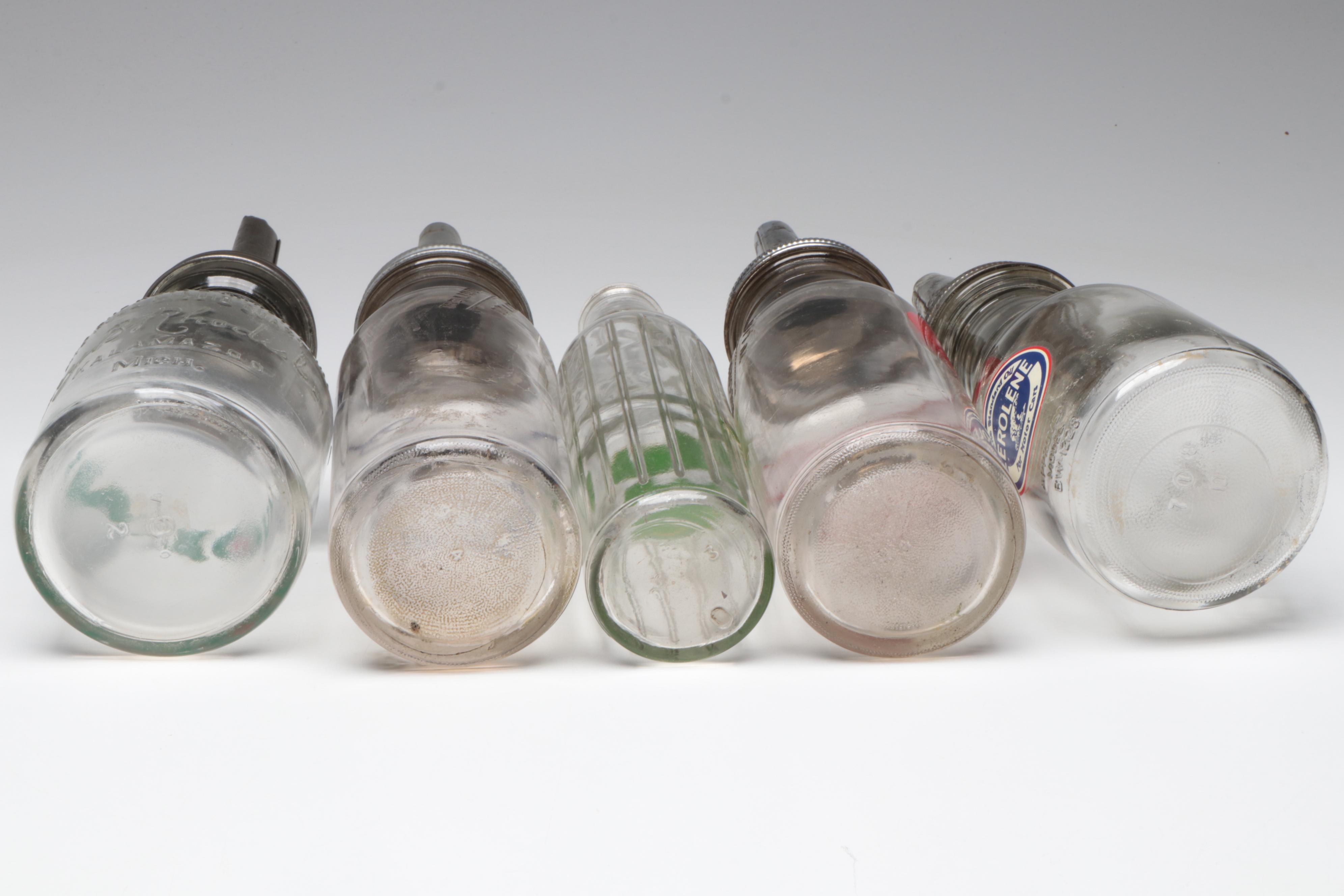 Standard, Havoline and Zerolene Glass Motor Oil Bottles, Mid-20th Century