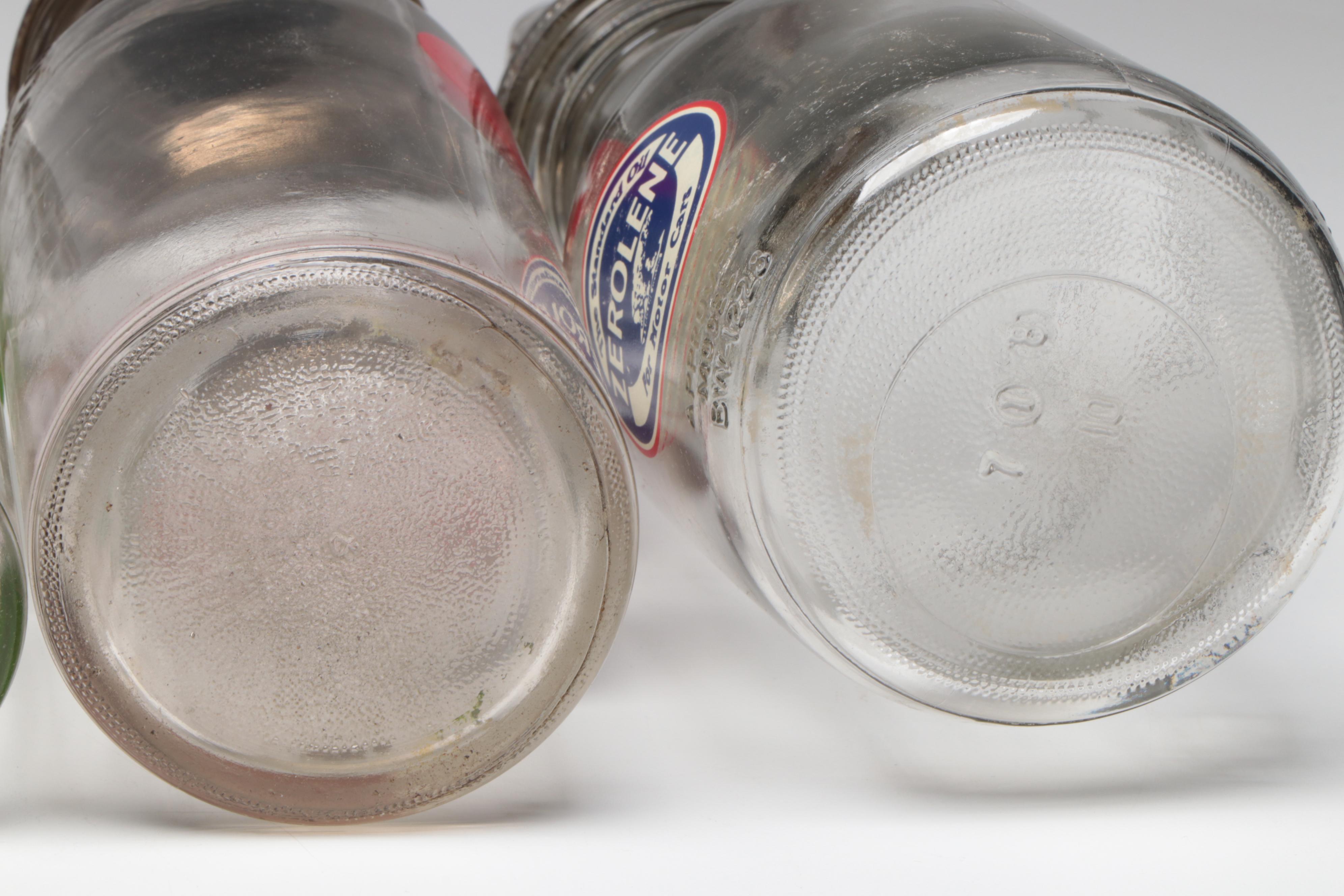 Standard, Havoline and Zerolene Glass Motor Oil Bottles, Mid-20th Century