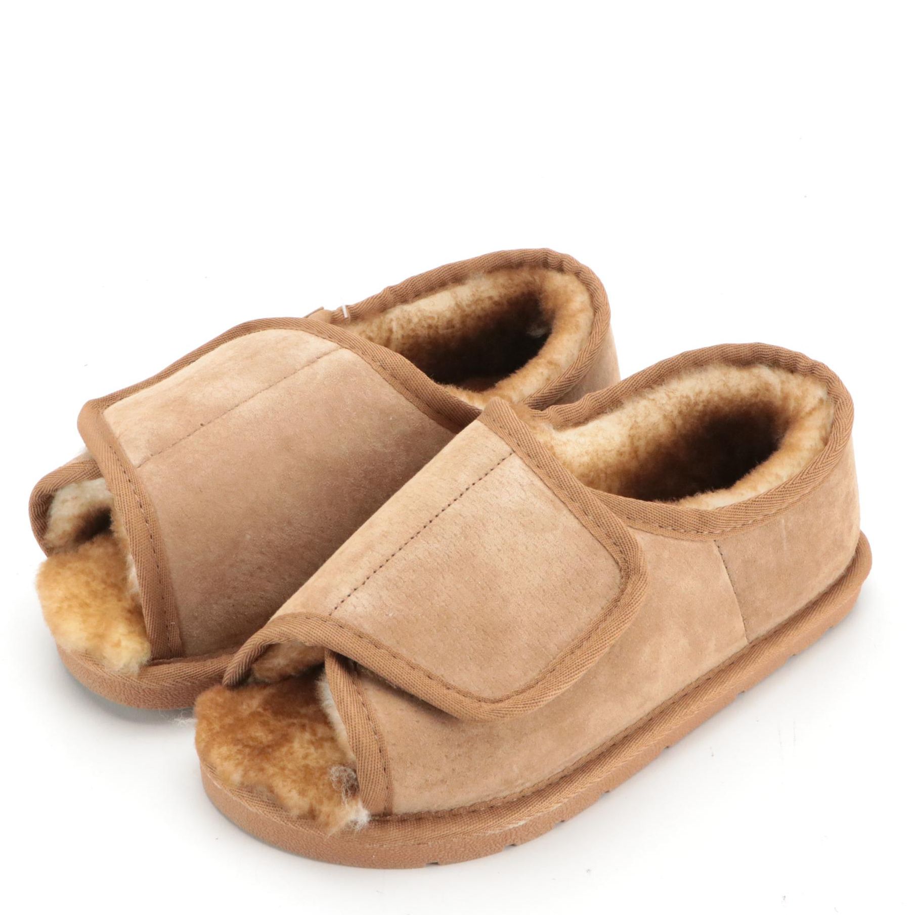 Hammacher Schlemmer Adjustable Sheepskin Slippers with Box