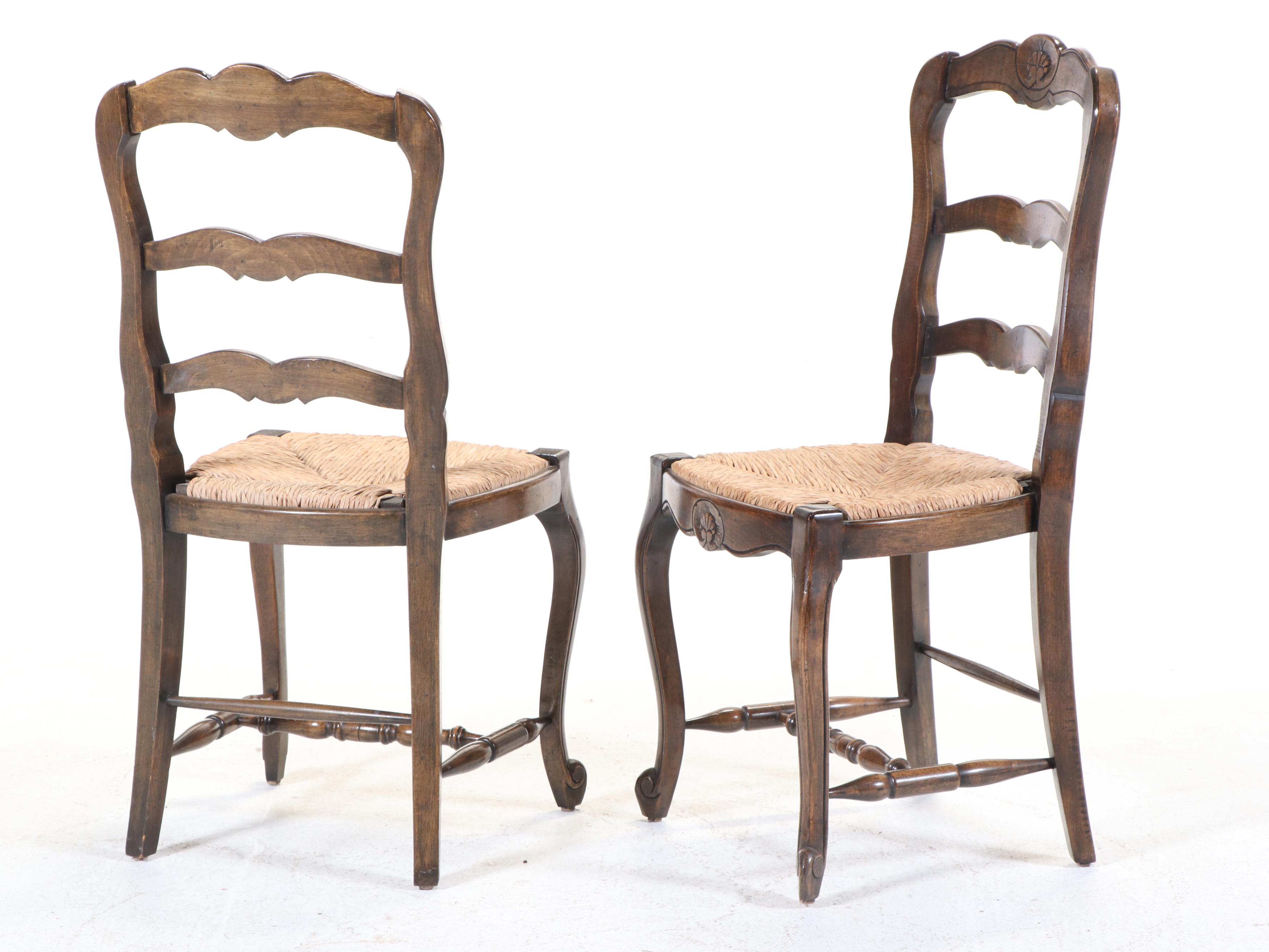 Seven-Piece Louis XV Style Oak, Beech, and Parquetry-Top Dining Set