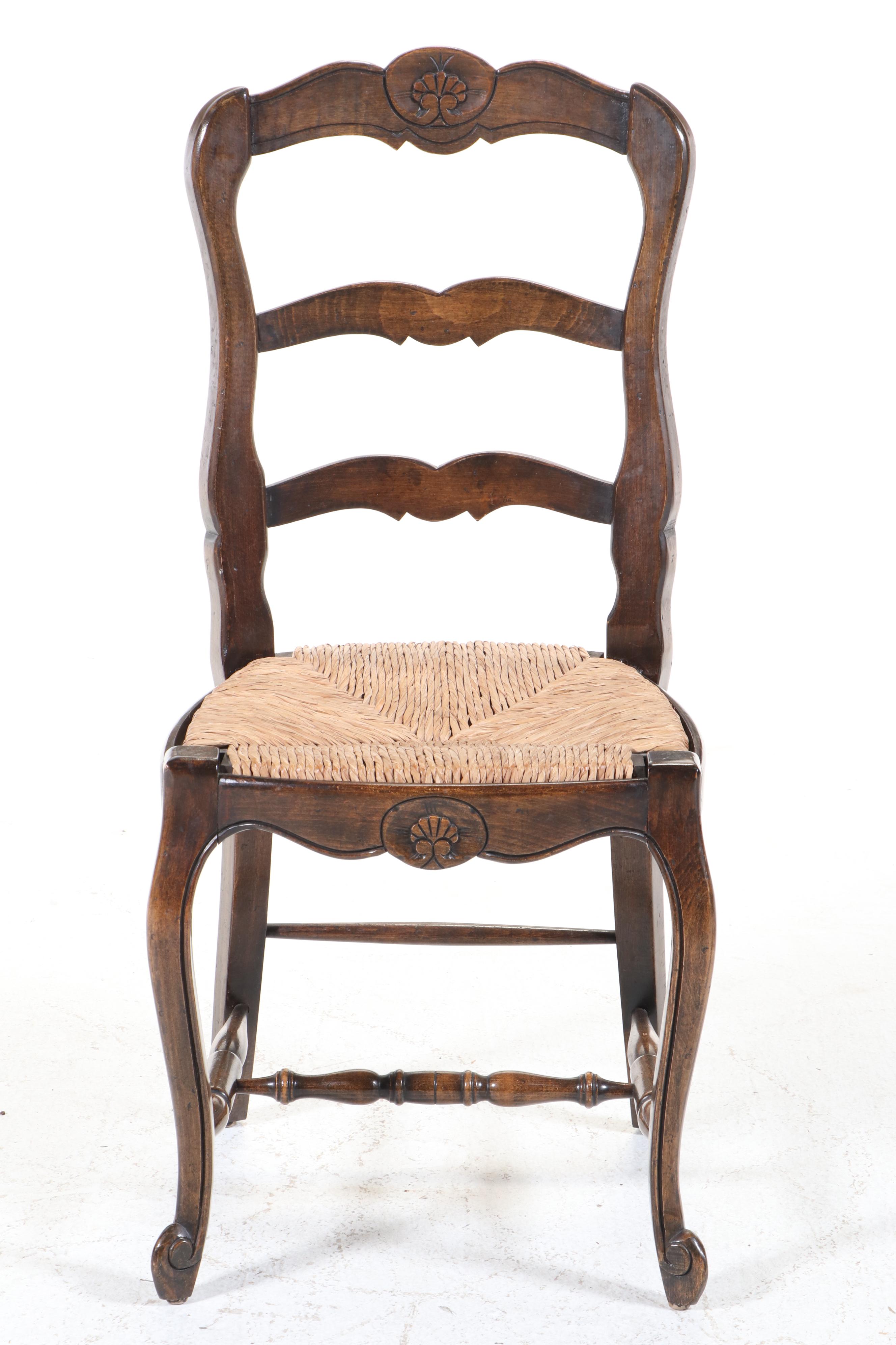 Seven-Piece Louis XV Style Oak, Beech, and Parquetry-Top Dining Set