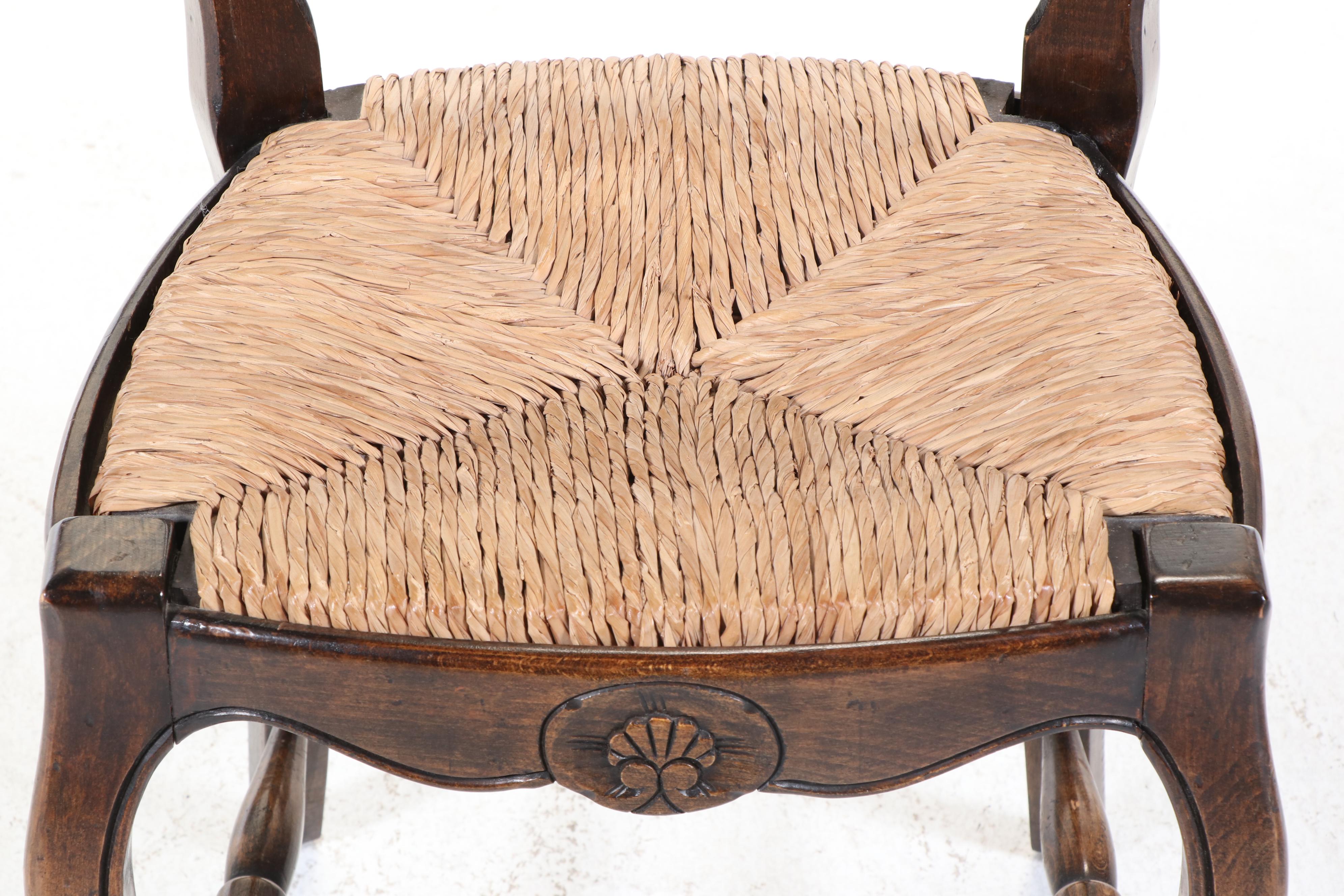 Seven-Piece Louis XV Style Oak, Beech, and Parquetry-Top Dining Set