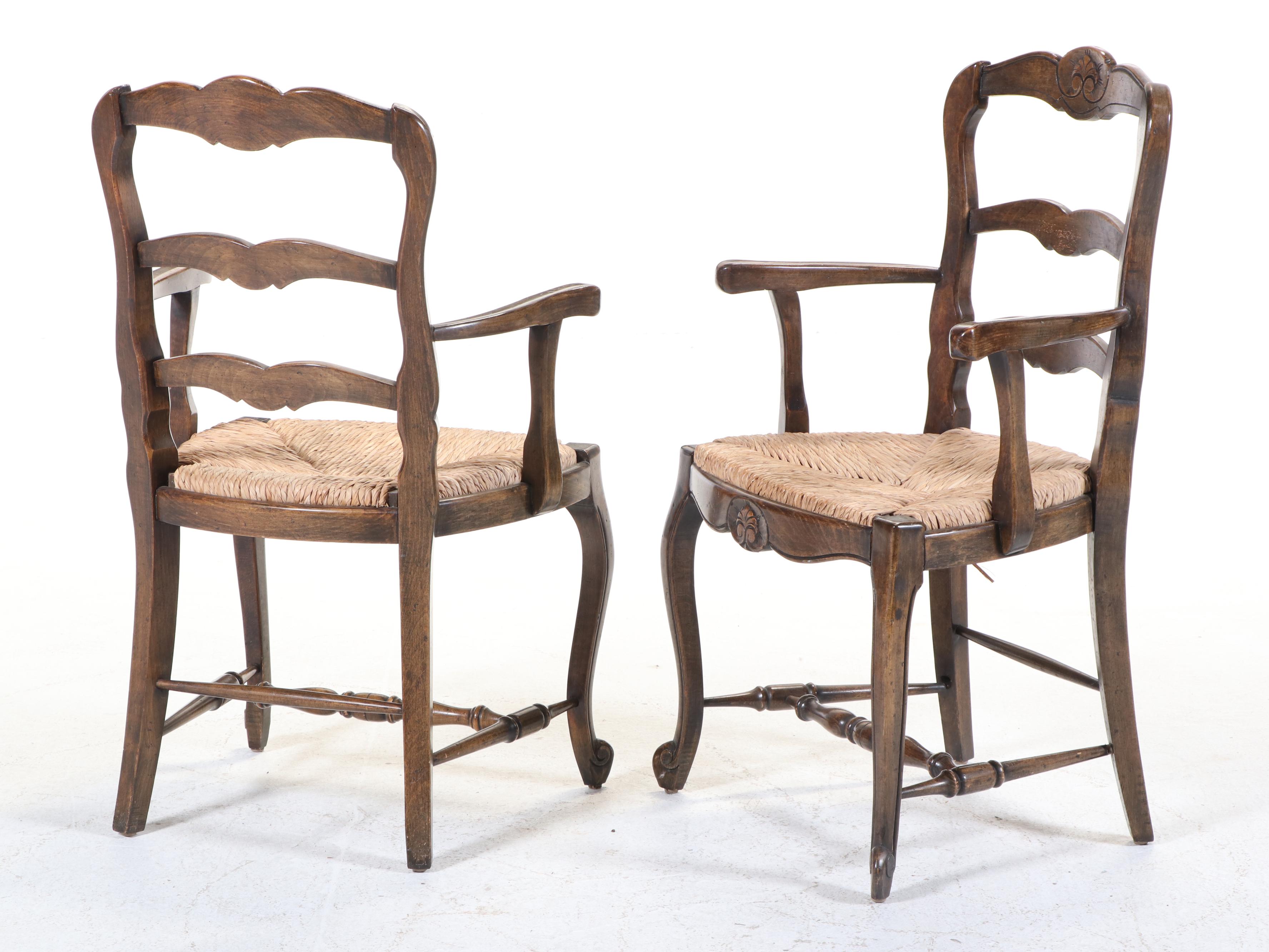 Seven-Piece Louis XV Style Oak, Beech, and Parquetry-Top Dining Set