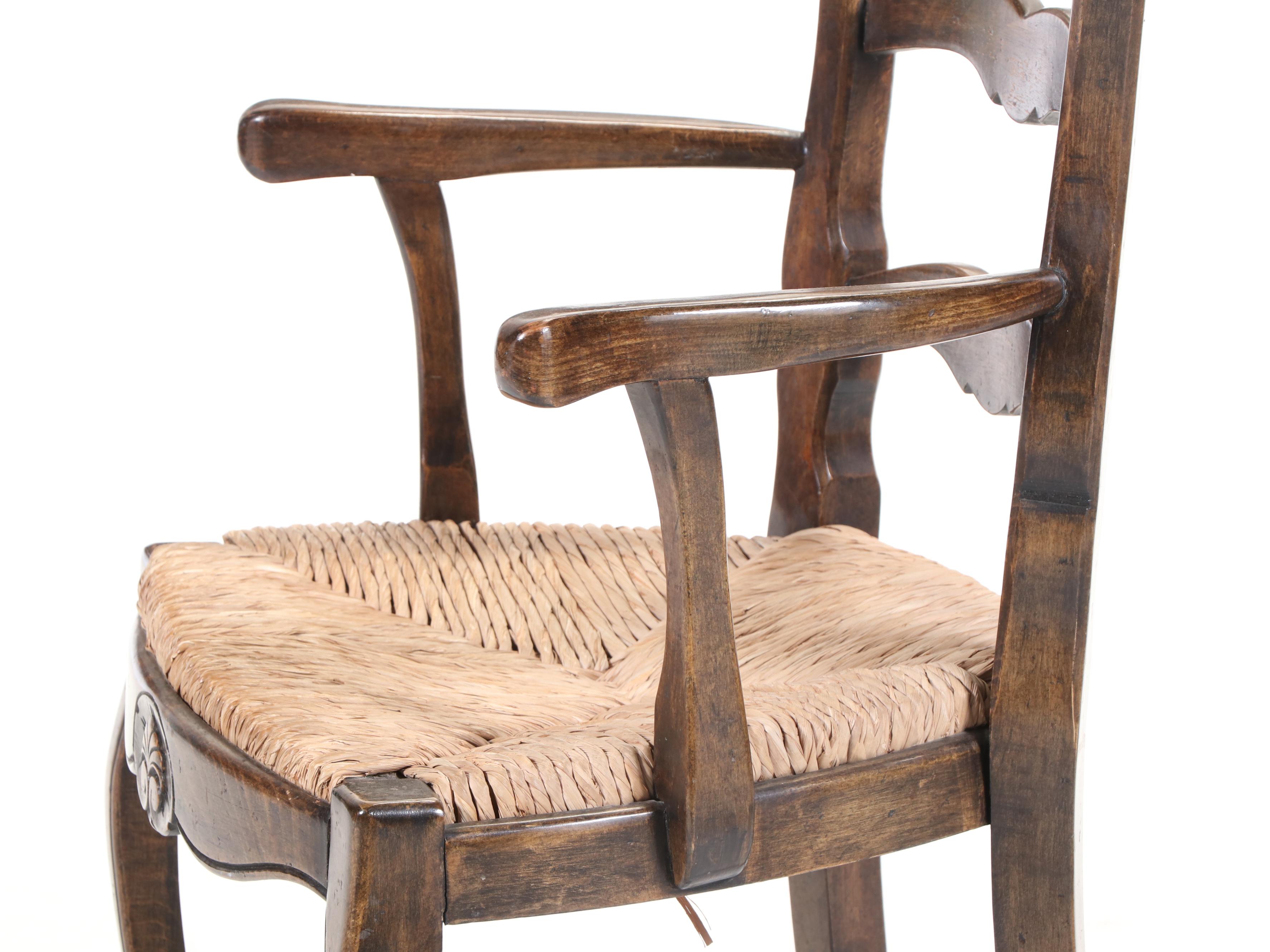 Seven-Piece Louis XV Style Oak, Beech, and Parquetry-Top Dining Set