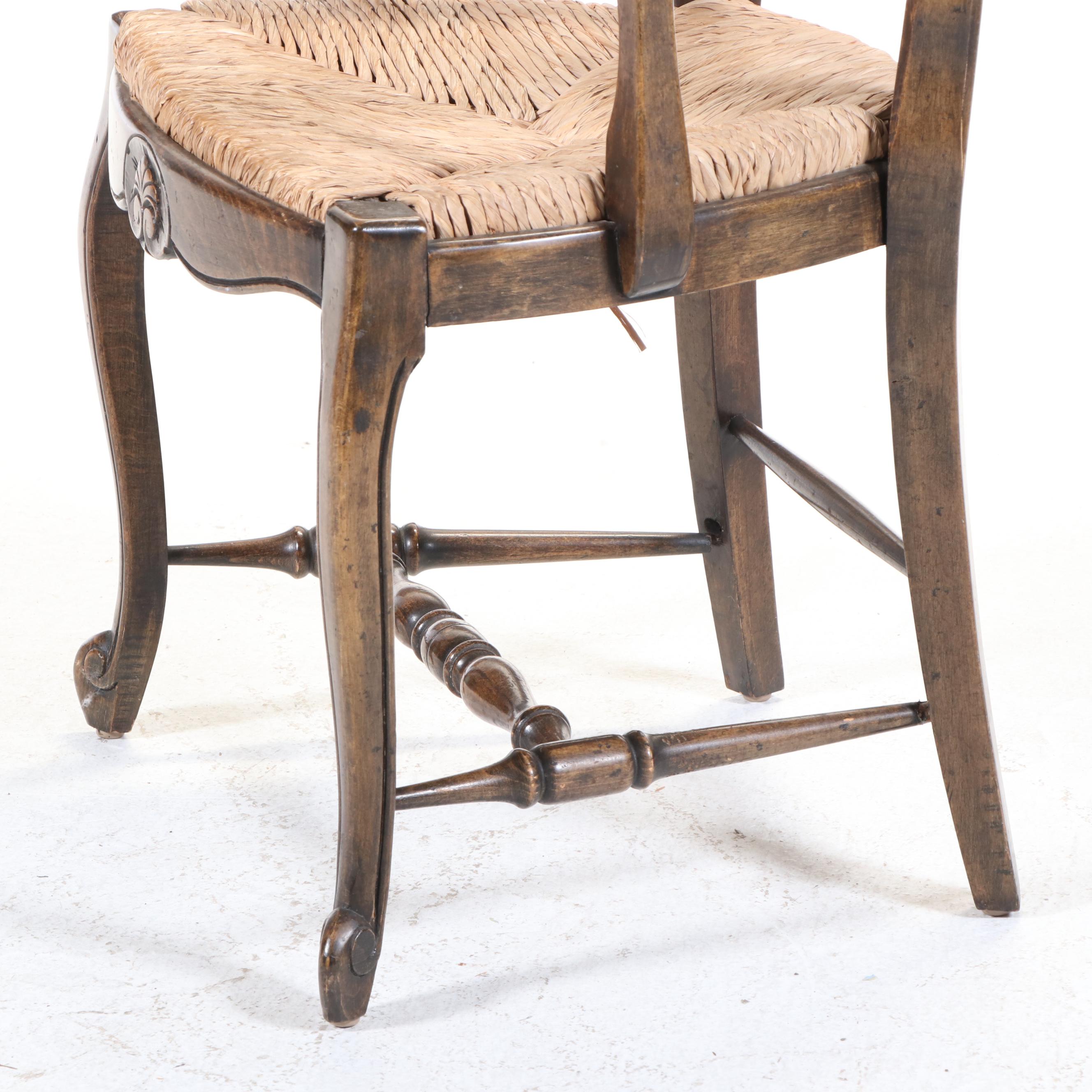 Seven-Piece Louis XV Style Oak, Beech, and Parquetry-Top Dining Set