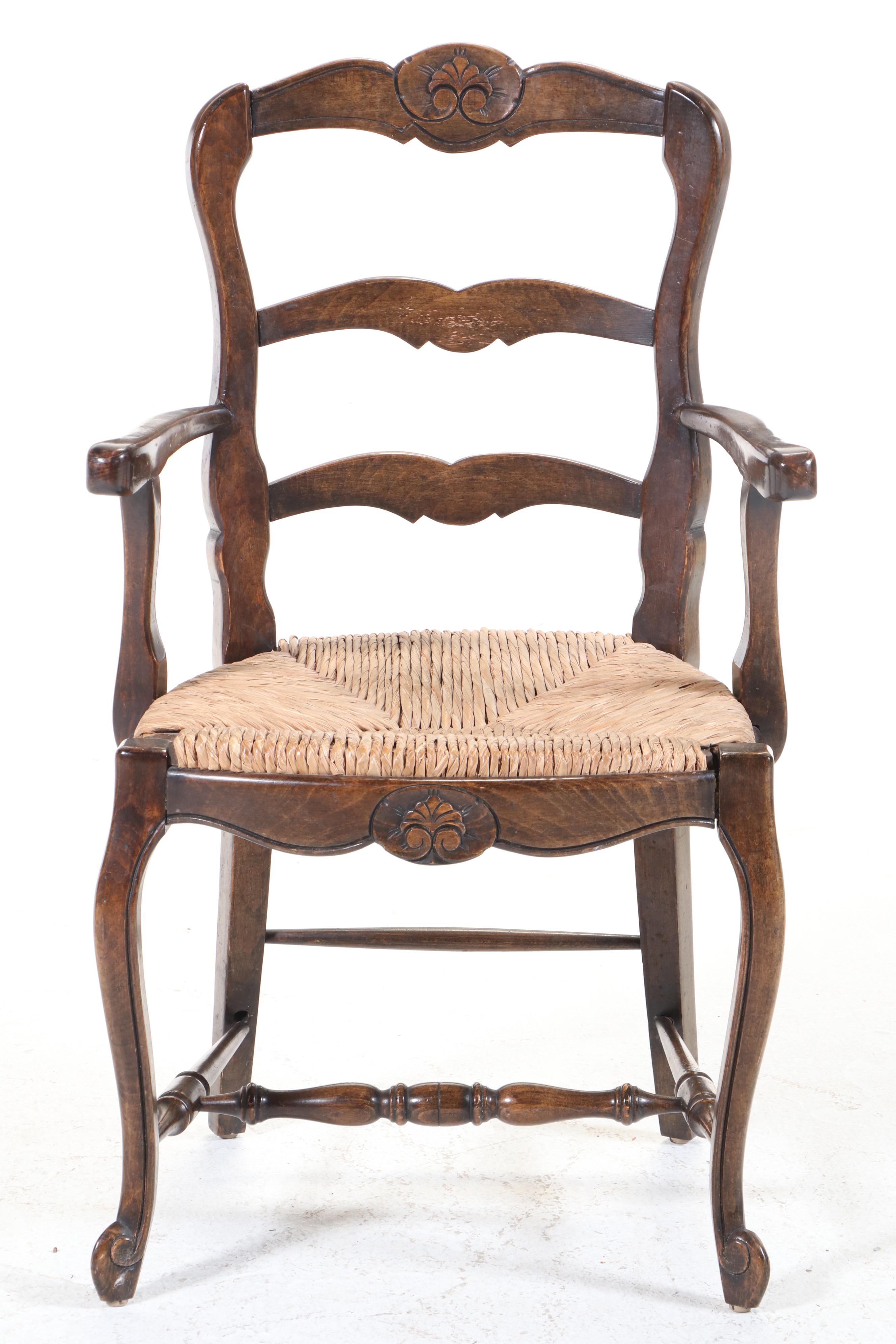 Seven-Piece Louis XV Style Oak, Beech, and Parquetry-Top Dining Set