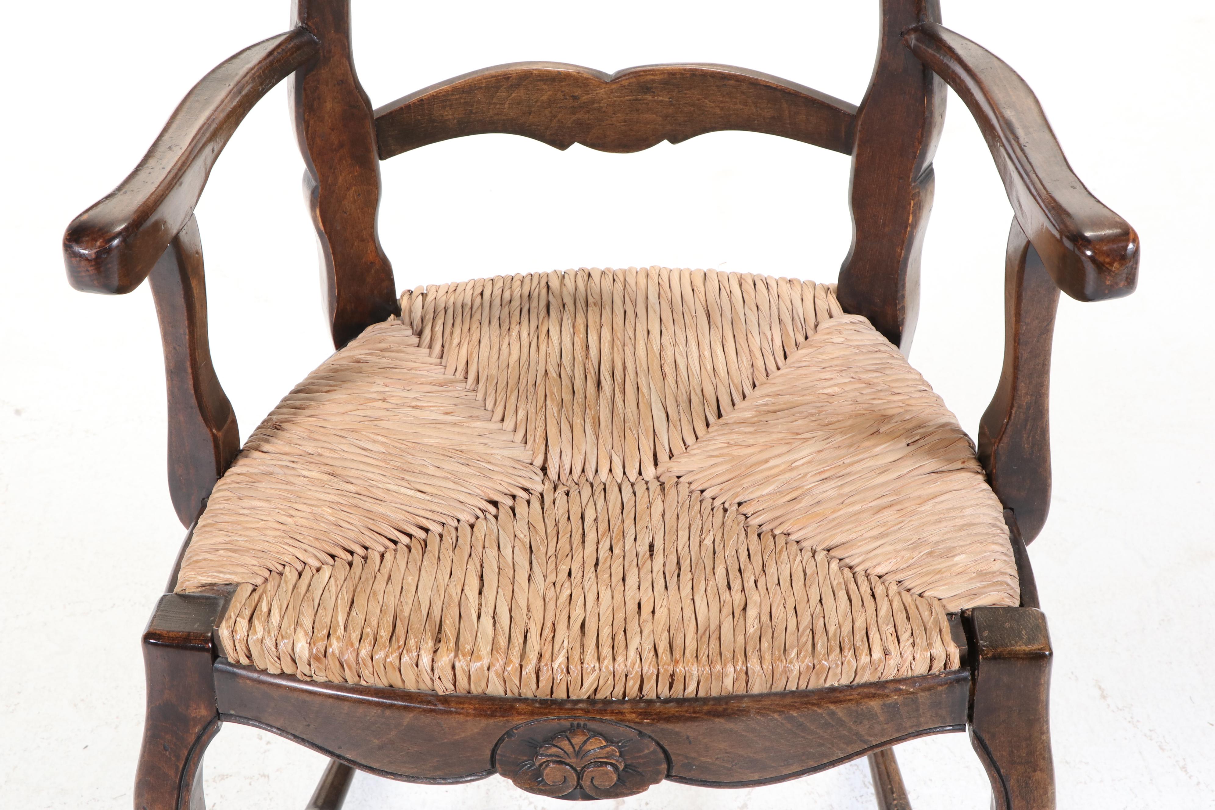 Seven-Piece Louis XV Style Oak, Beech, and Parquetry-Top Dining Set