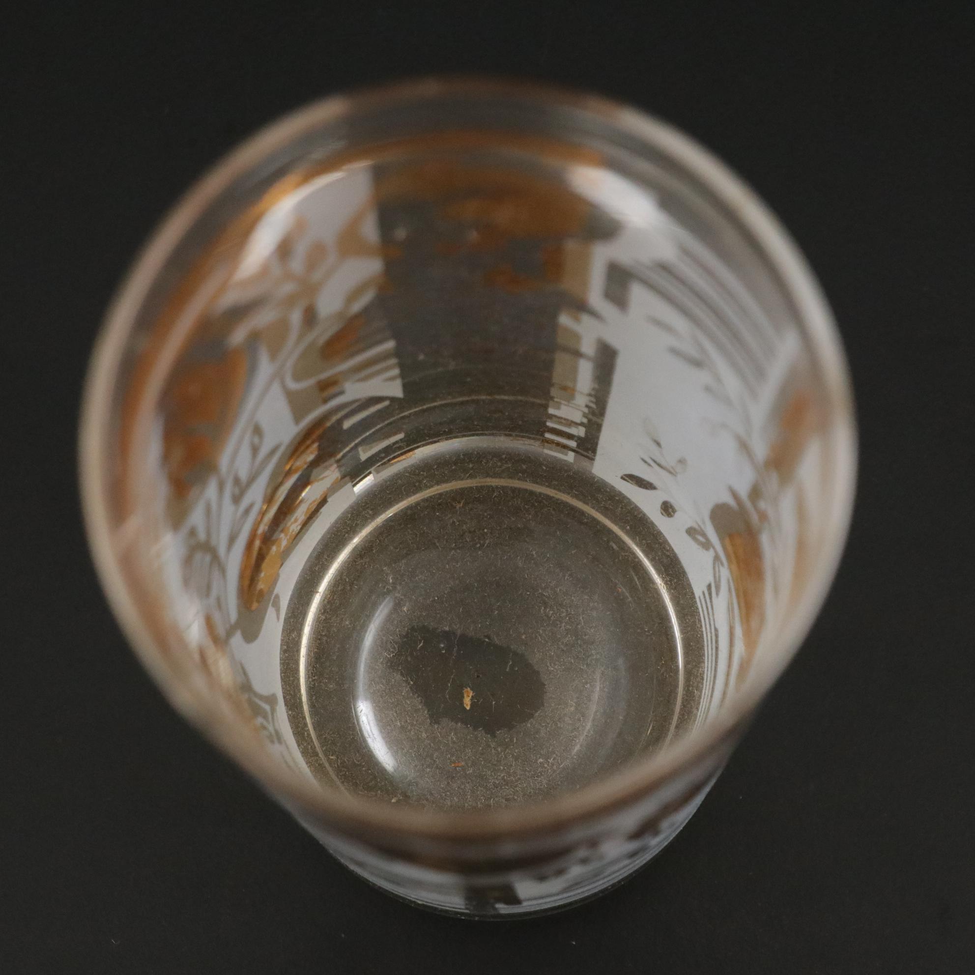 Mid Century Modern Gold Leaf Tumbler Set with Vogue Brass Candle Holder