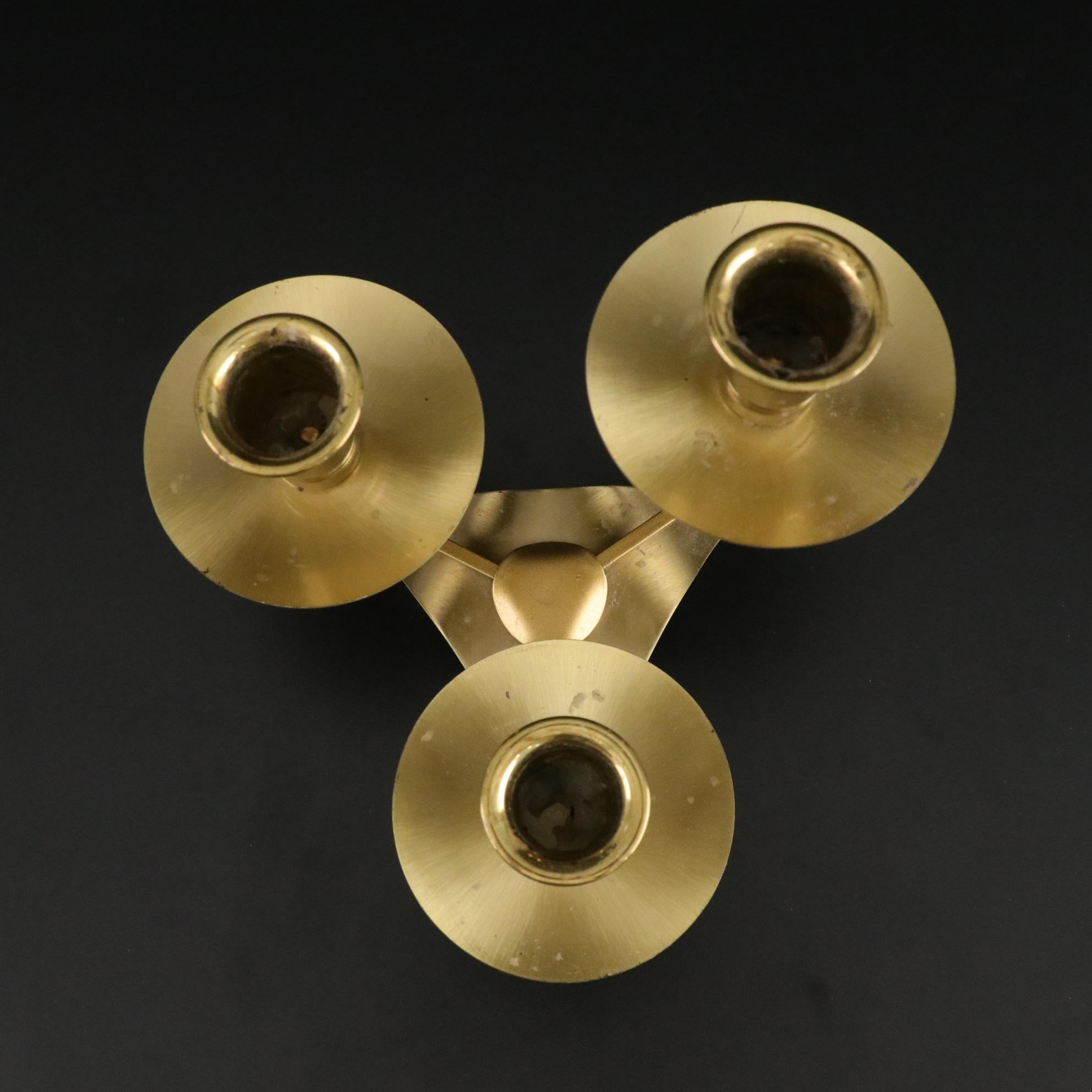 Mid Century Modern Gold Leaf Tumbler Set with Vogue Brass Candle Holder