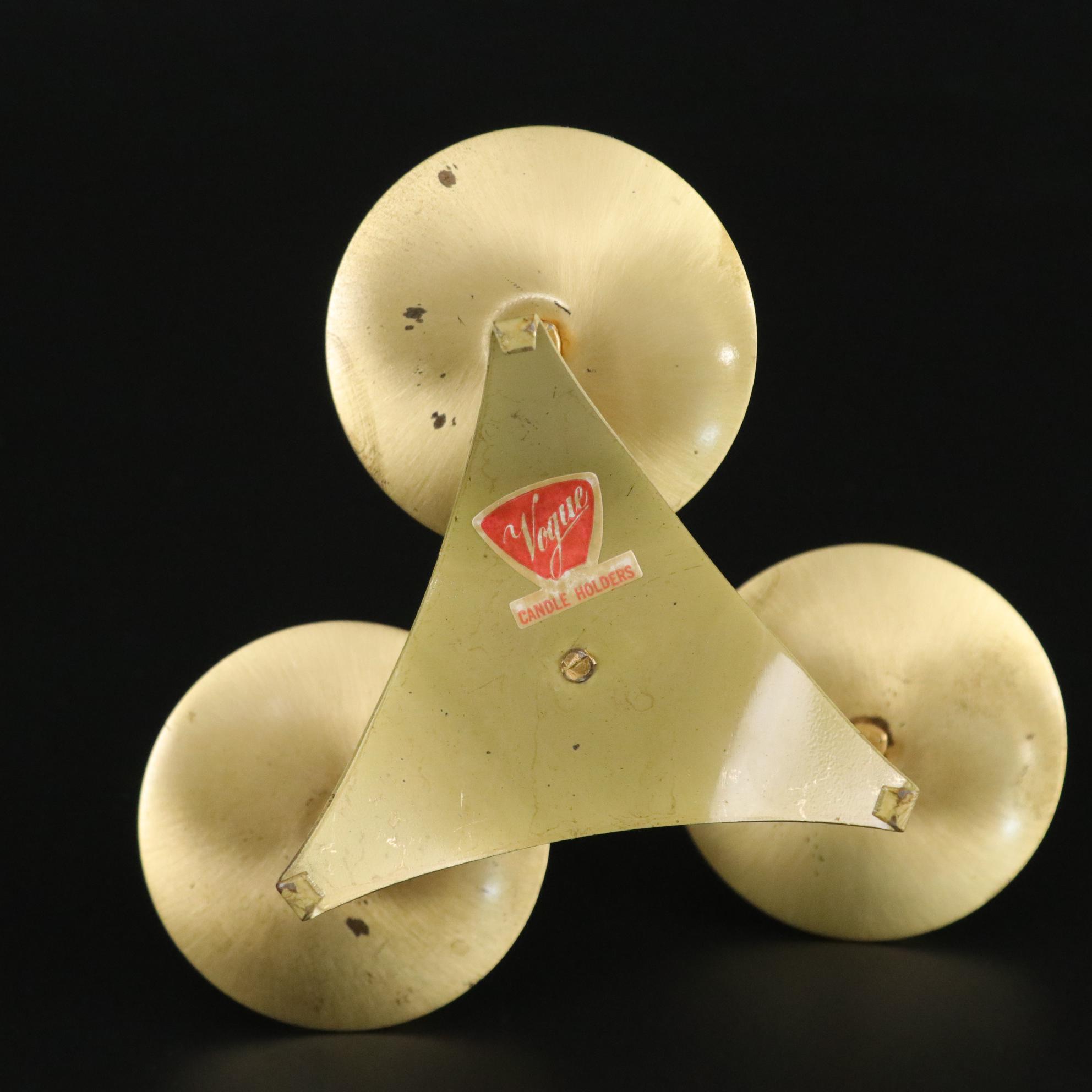 Mid Century Modern Gold Leaf Tumbler Set with Vogue Brass Candle Holder