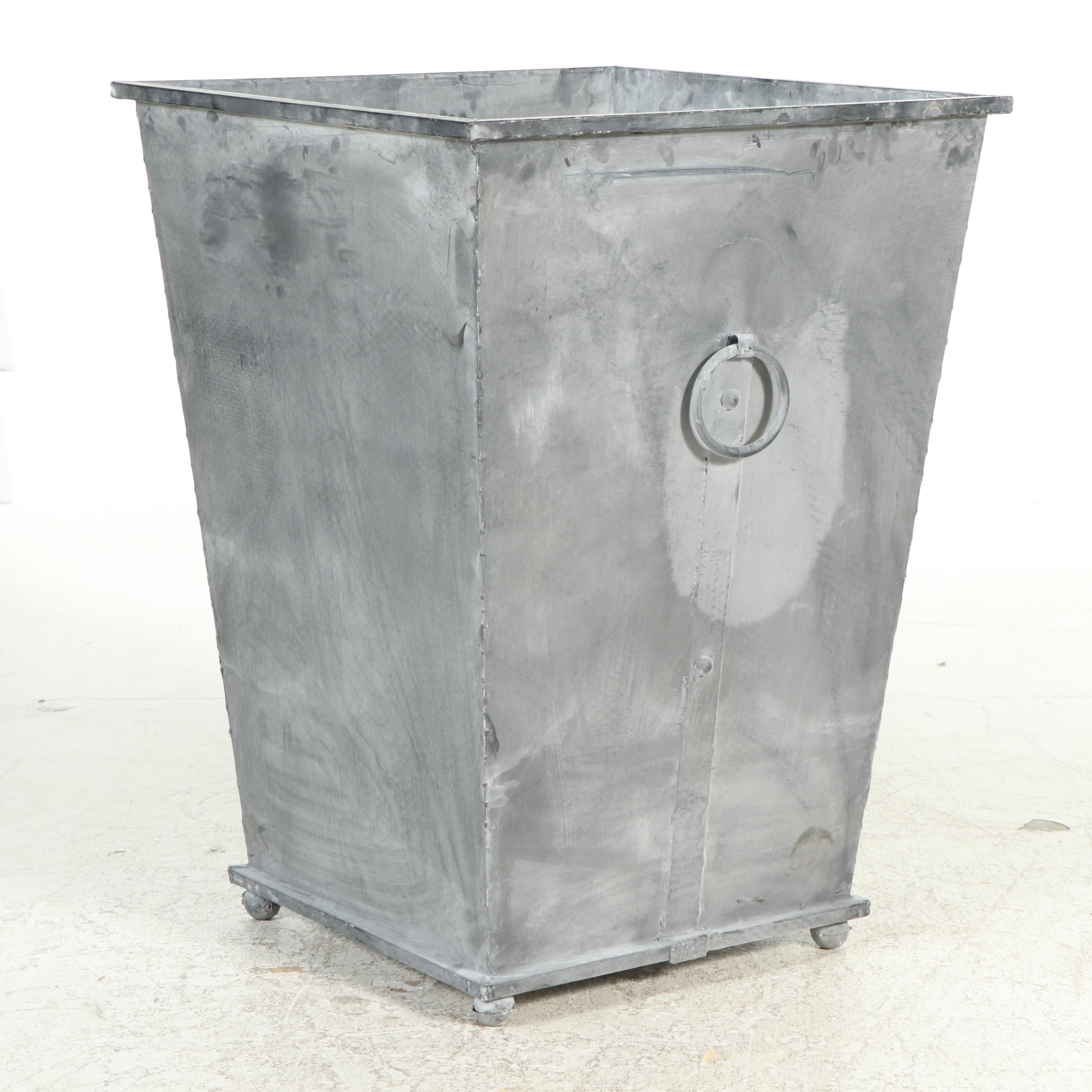 Square Galvanized Metal Garden Planter, Contemporary