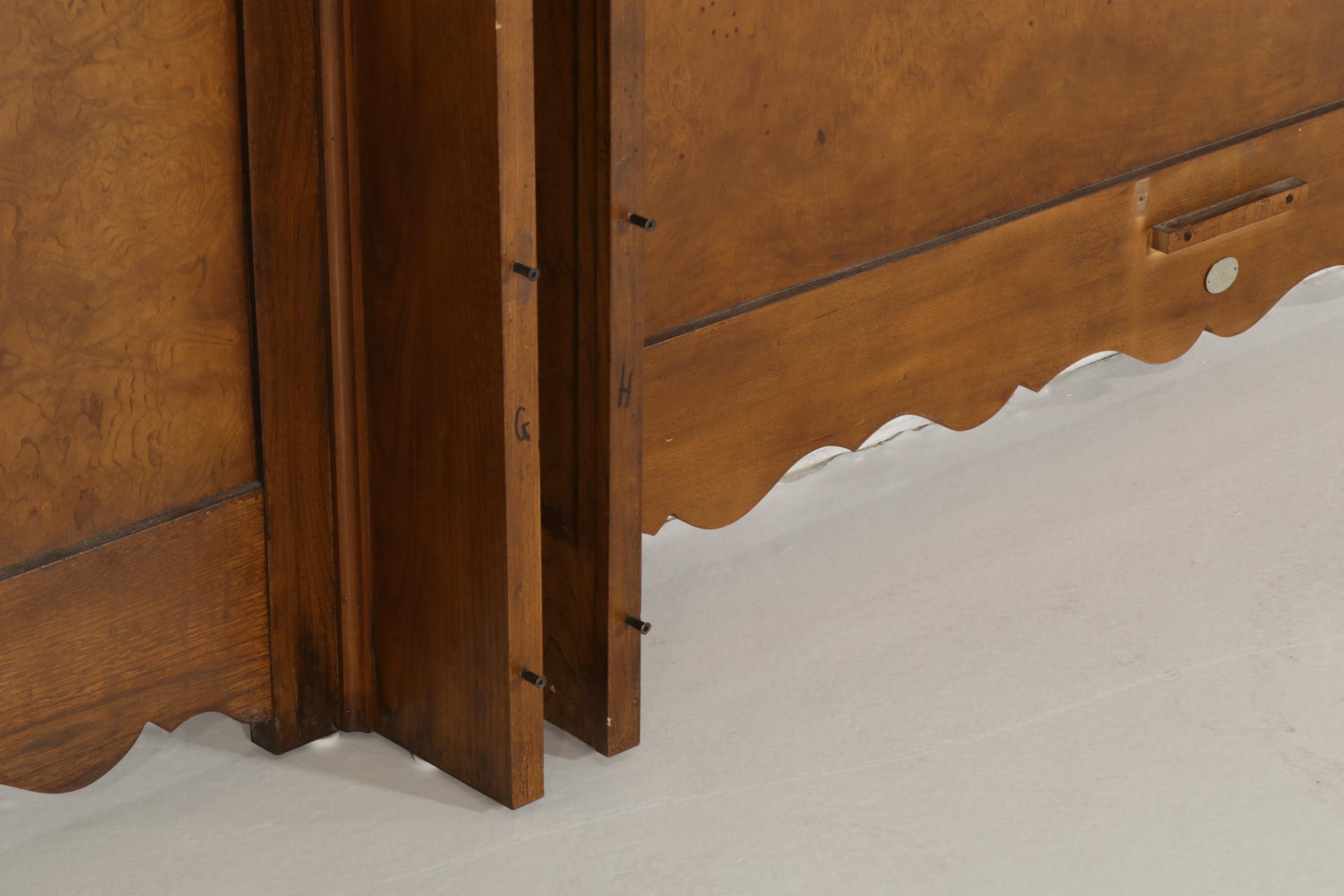 Baker Furniture Walnut and Burl Queen Size Canopy Bed Frame