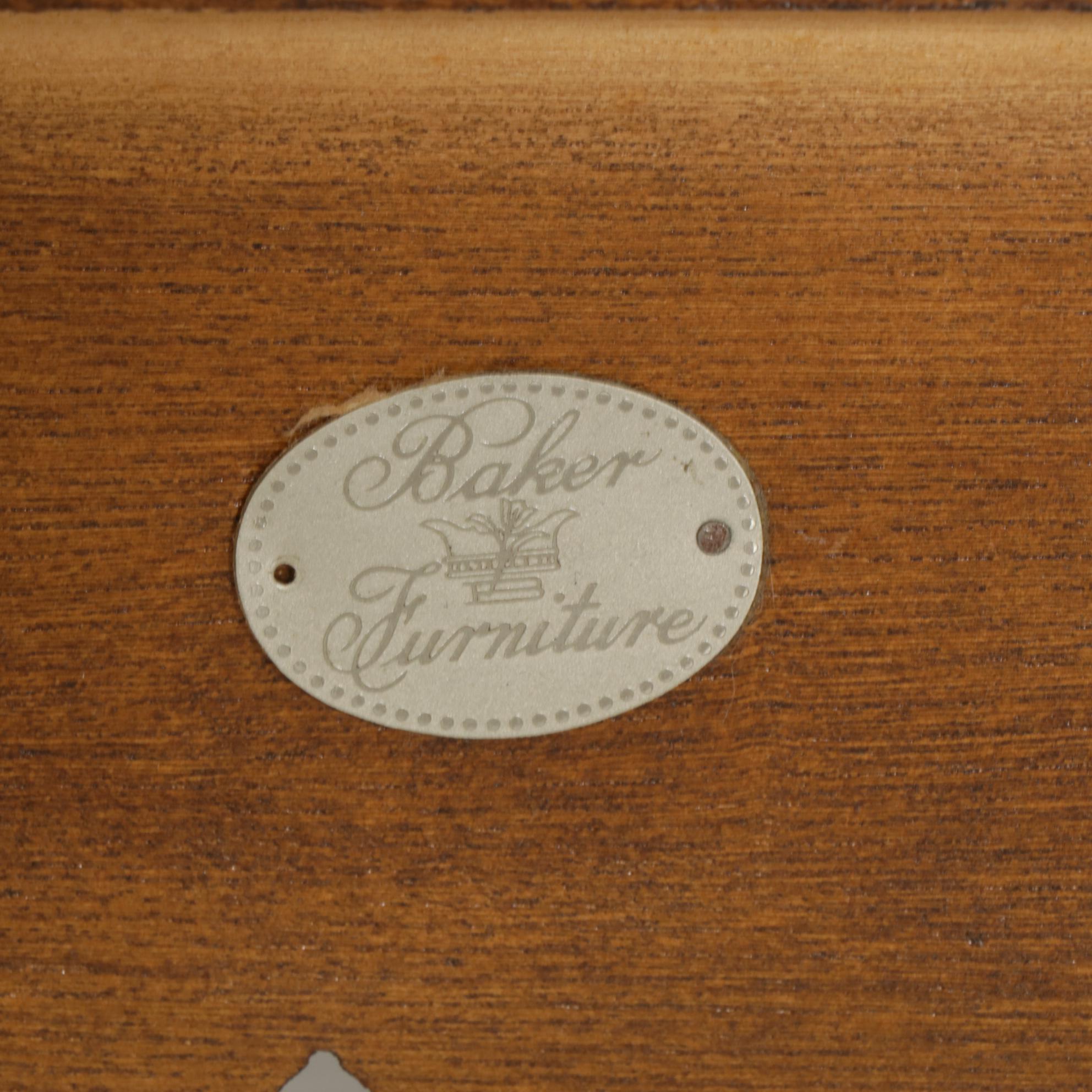 Baker Furniture Walnut and Burl Queen Size Canopy Bed Frame