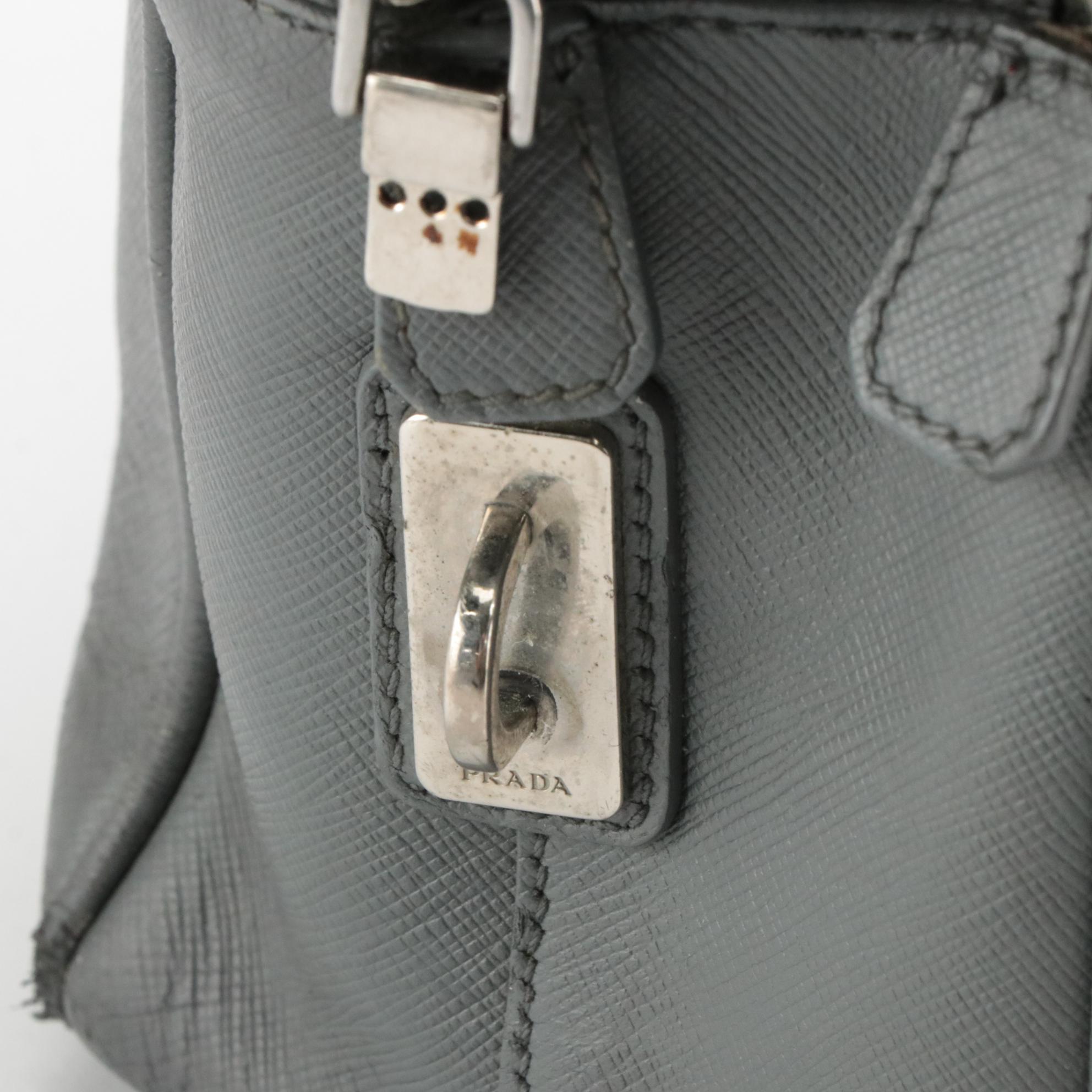 Prada Grey Saffiano Leather Briefcase