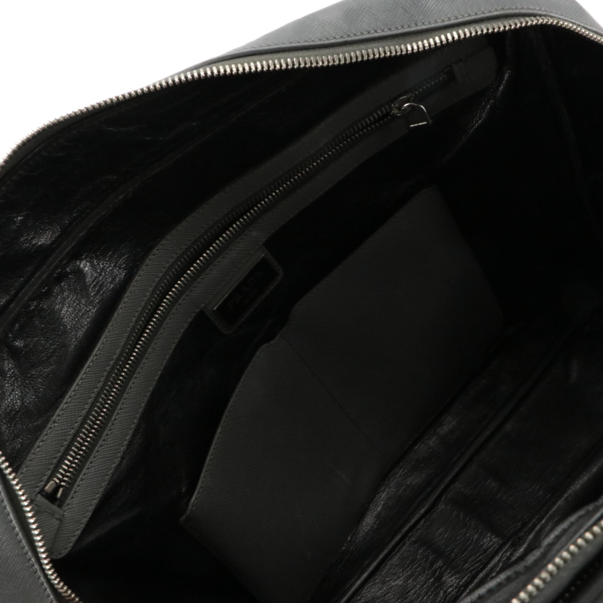 Prada Grey Saffiano Leather Briefcase