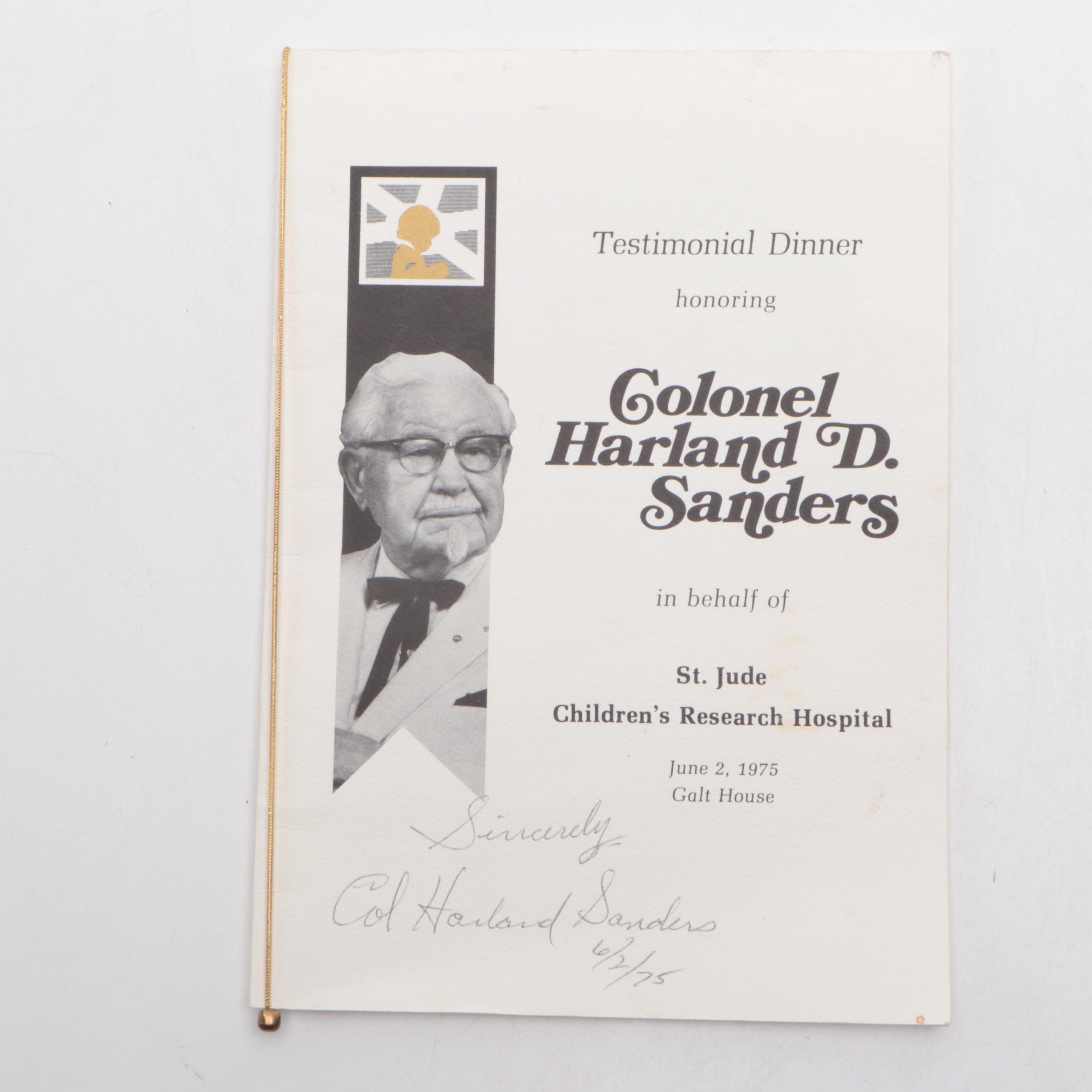 Signed Colonel Harland Sanders Menu and Signed Martin Short Playbill