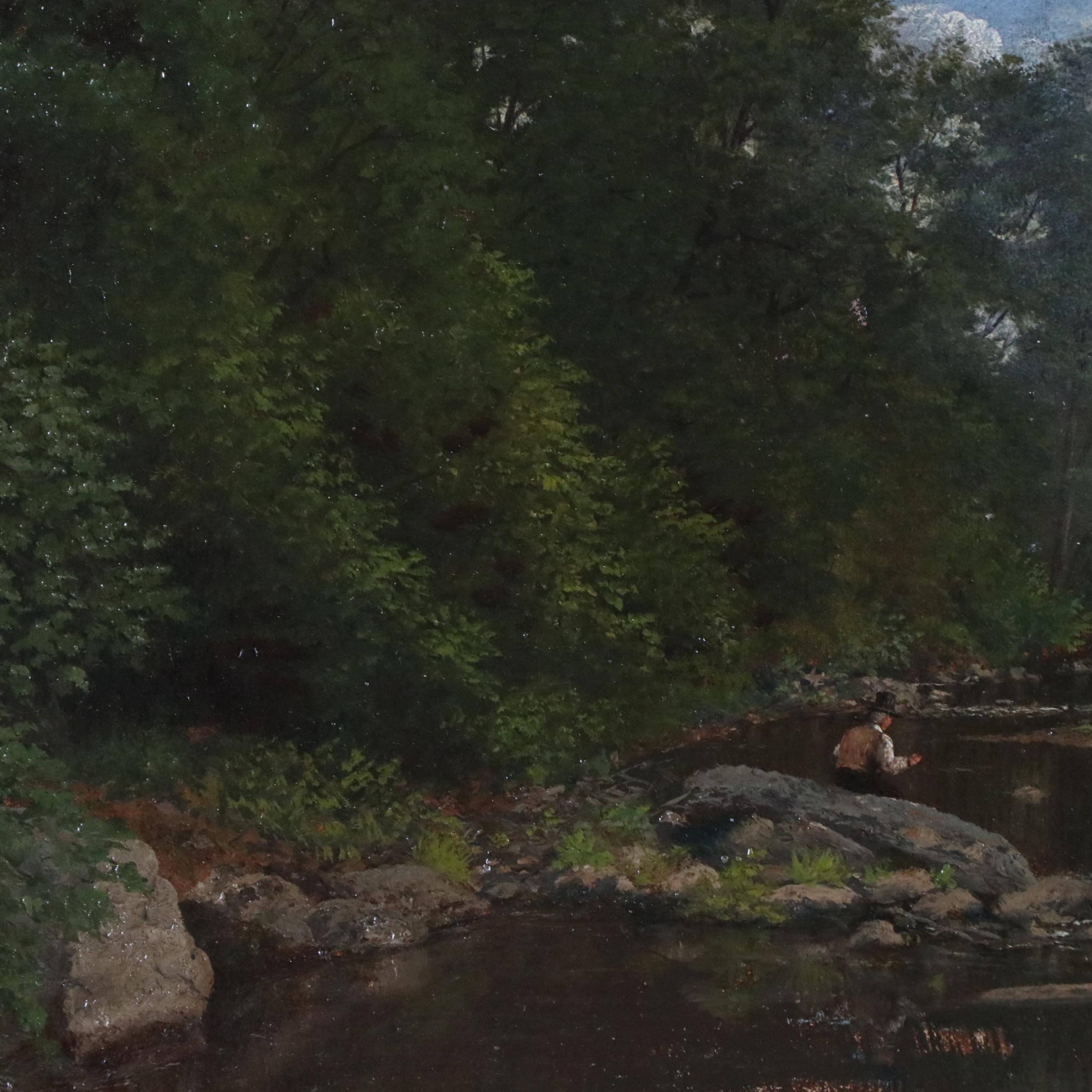 DeBaufre Creek Landscape With Figure Oil Painting