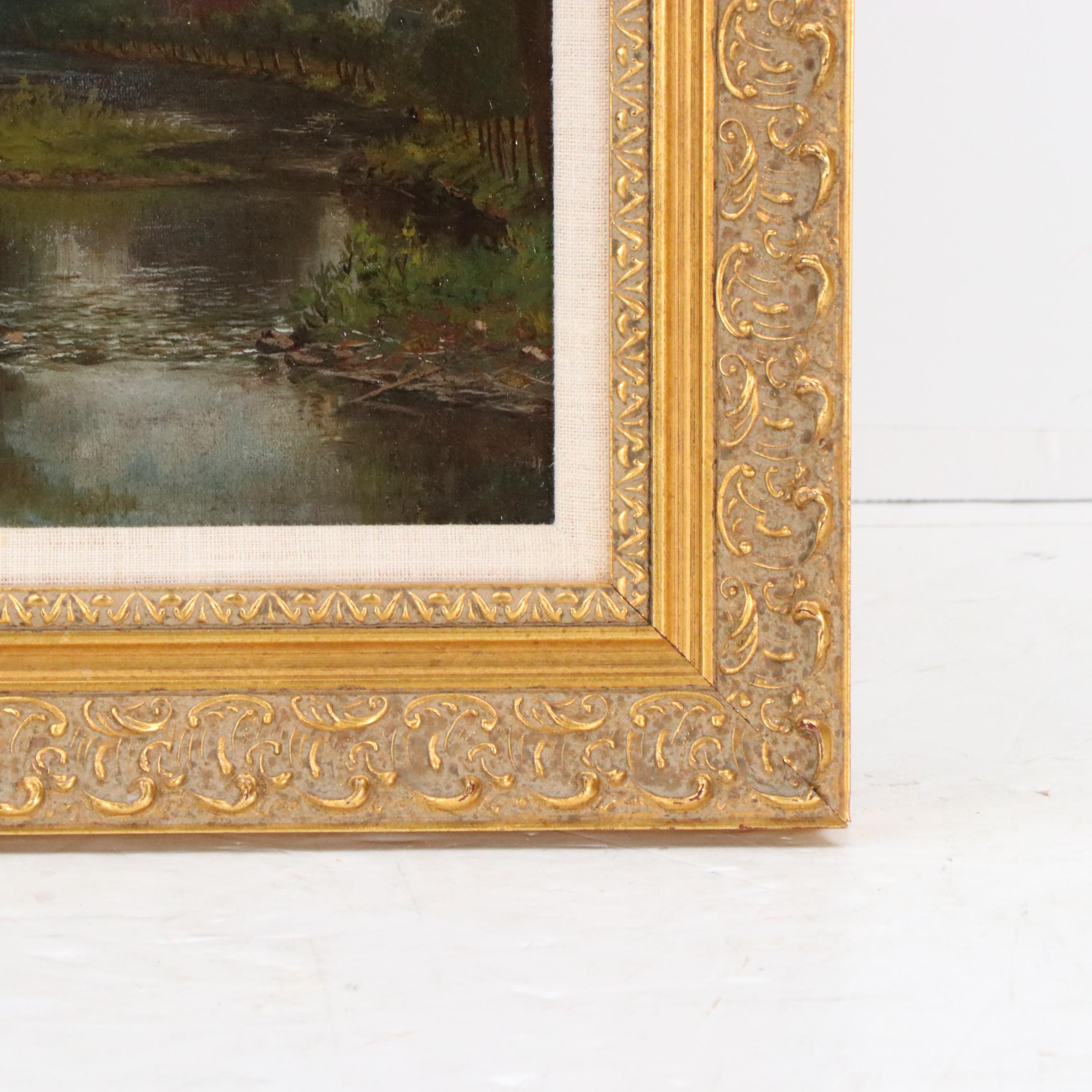 DeBaufre Creek Landscape With Figure Oil Painting