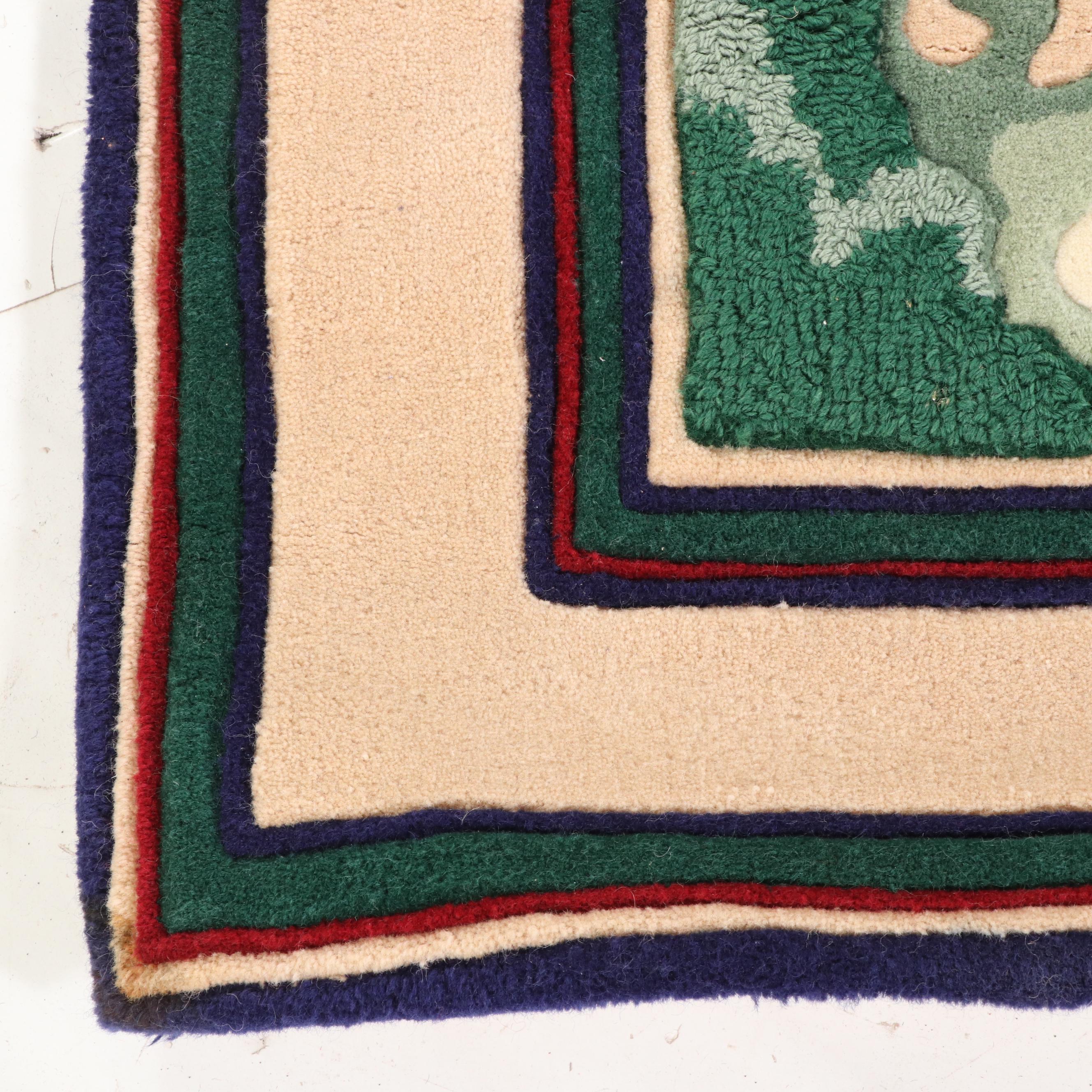 4' x 5'11 Hand-Tufted Margene Louise Golf Course Motif Area Rug, Circa 1990