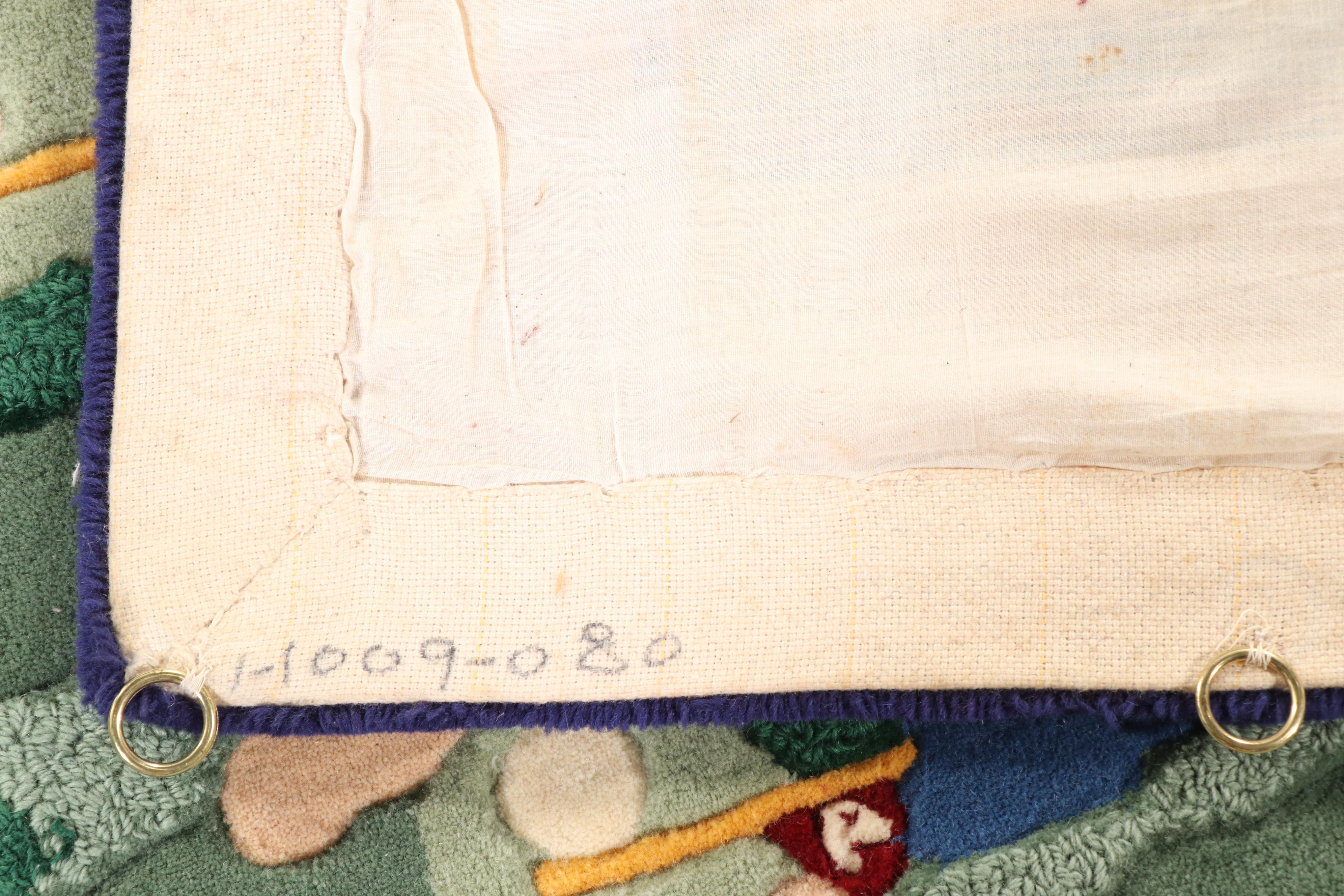 4' x 5'11 Hand-Tufted Margene Louise Golf Course Motif Area Rug, Circa 1990