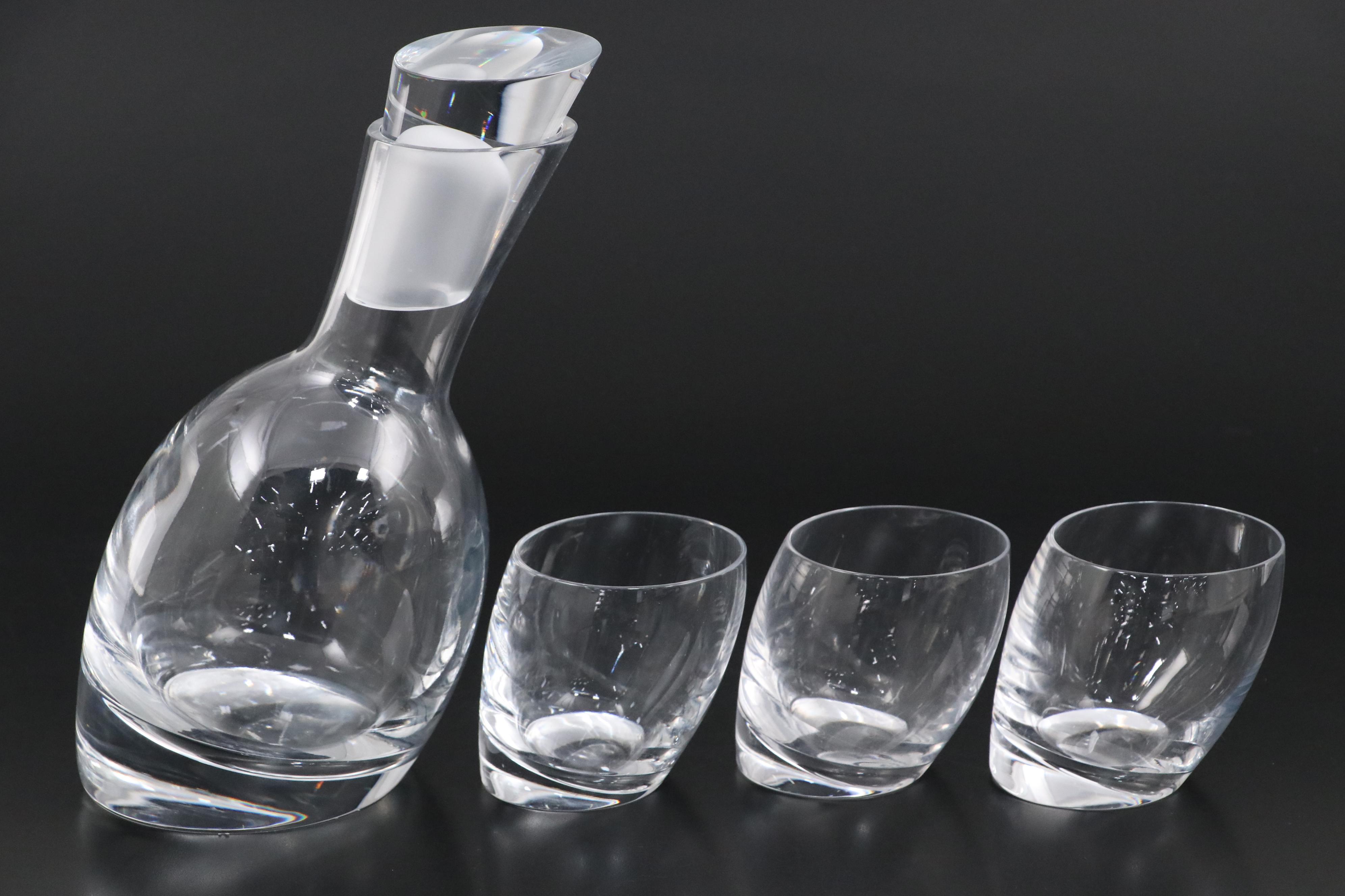 Nambe "Tilt" Glass Decanter and Lowball Glasses with More Table Accessories