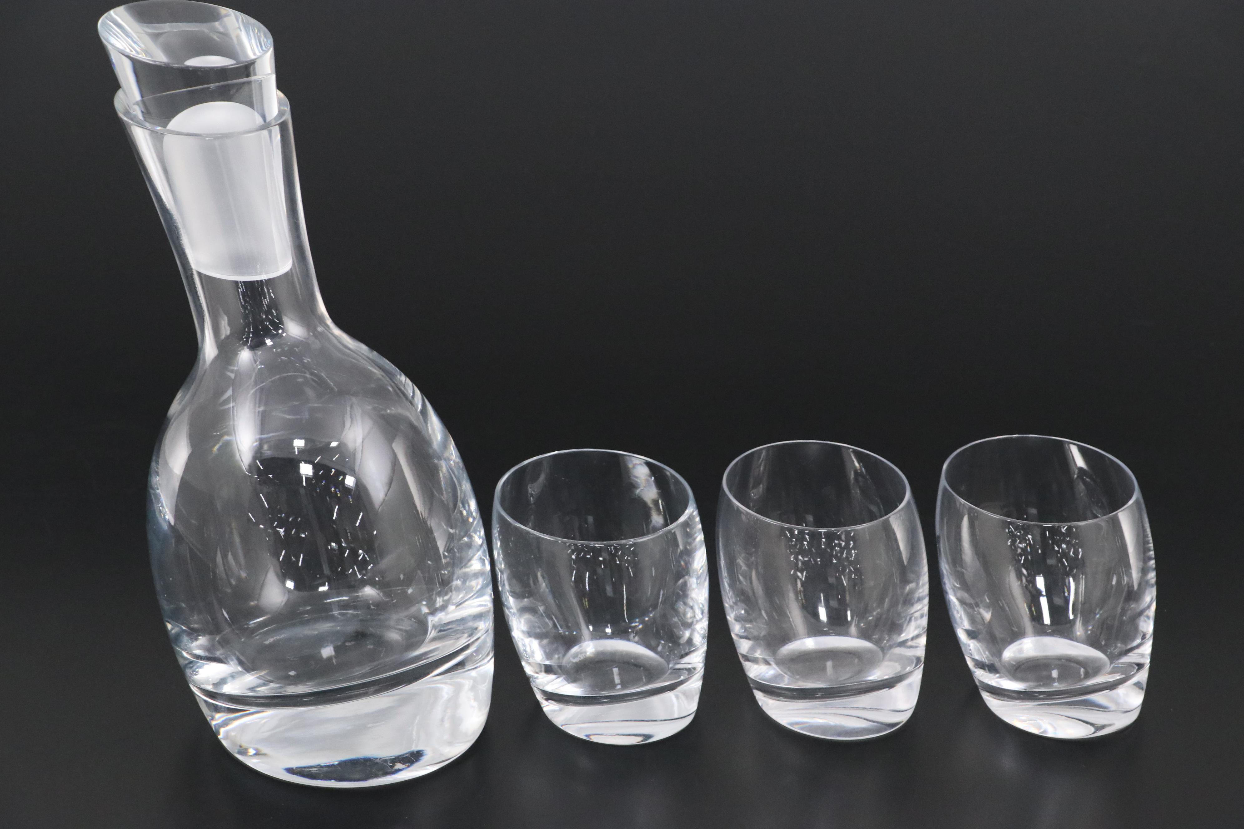 Nambe "Tilt" Glass Decanter and Lowball Glasses with More Table Accessories