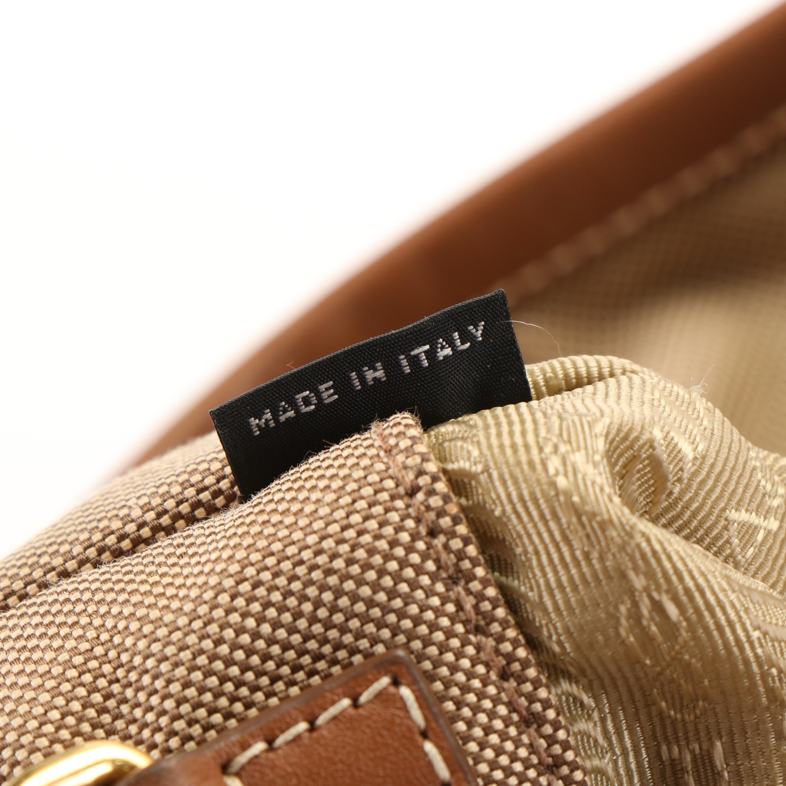 Prada Canapa Logo Satchel in Light Brown Jacquard Canvas and Leather