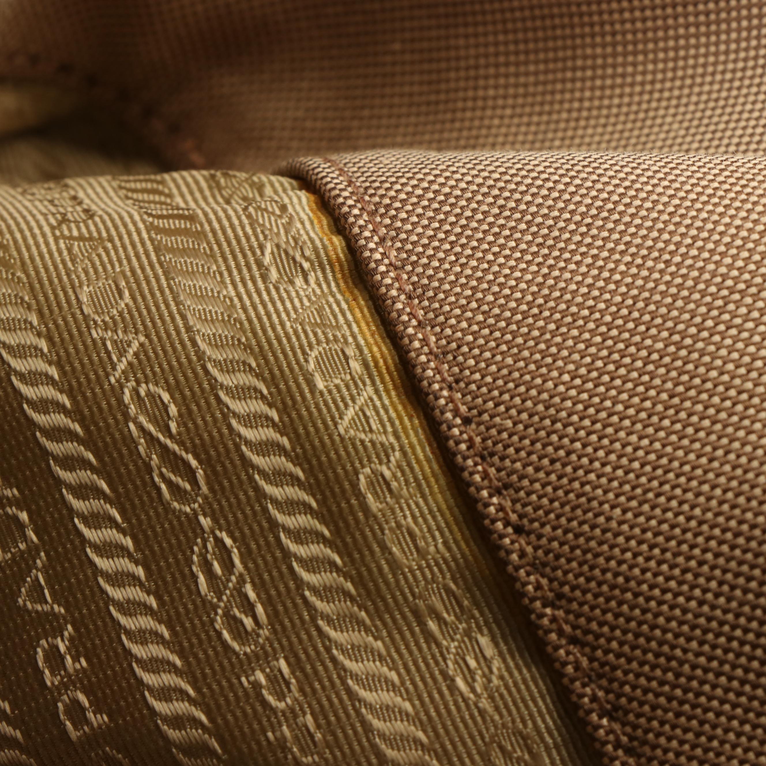 Prada Canapa Logo Satchel in Light Brown Jacquard Canvas and Leather