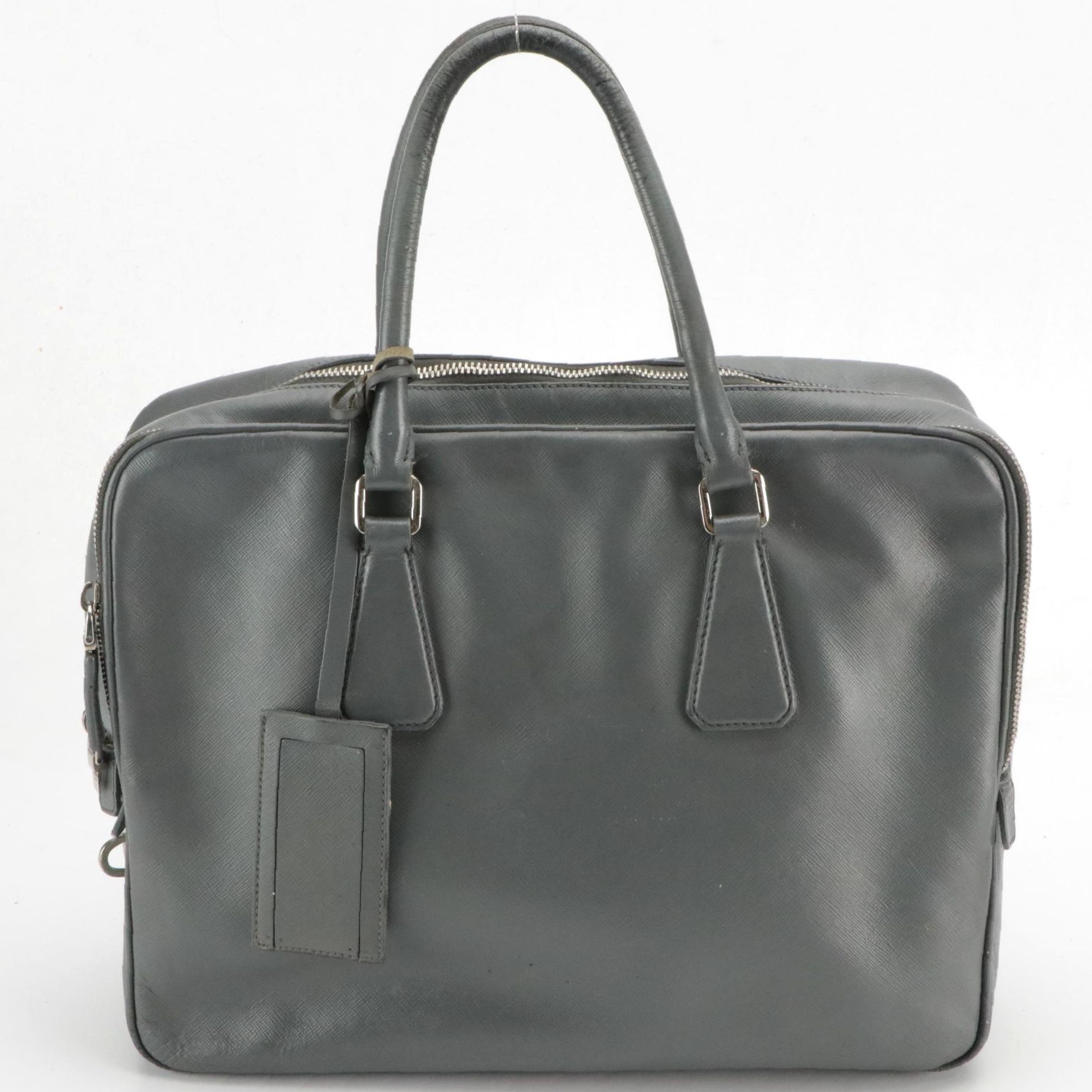 Prada Grey Saffiano Leather Briefcase