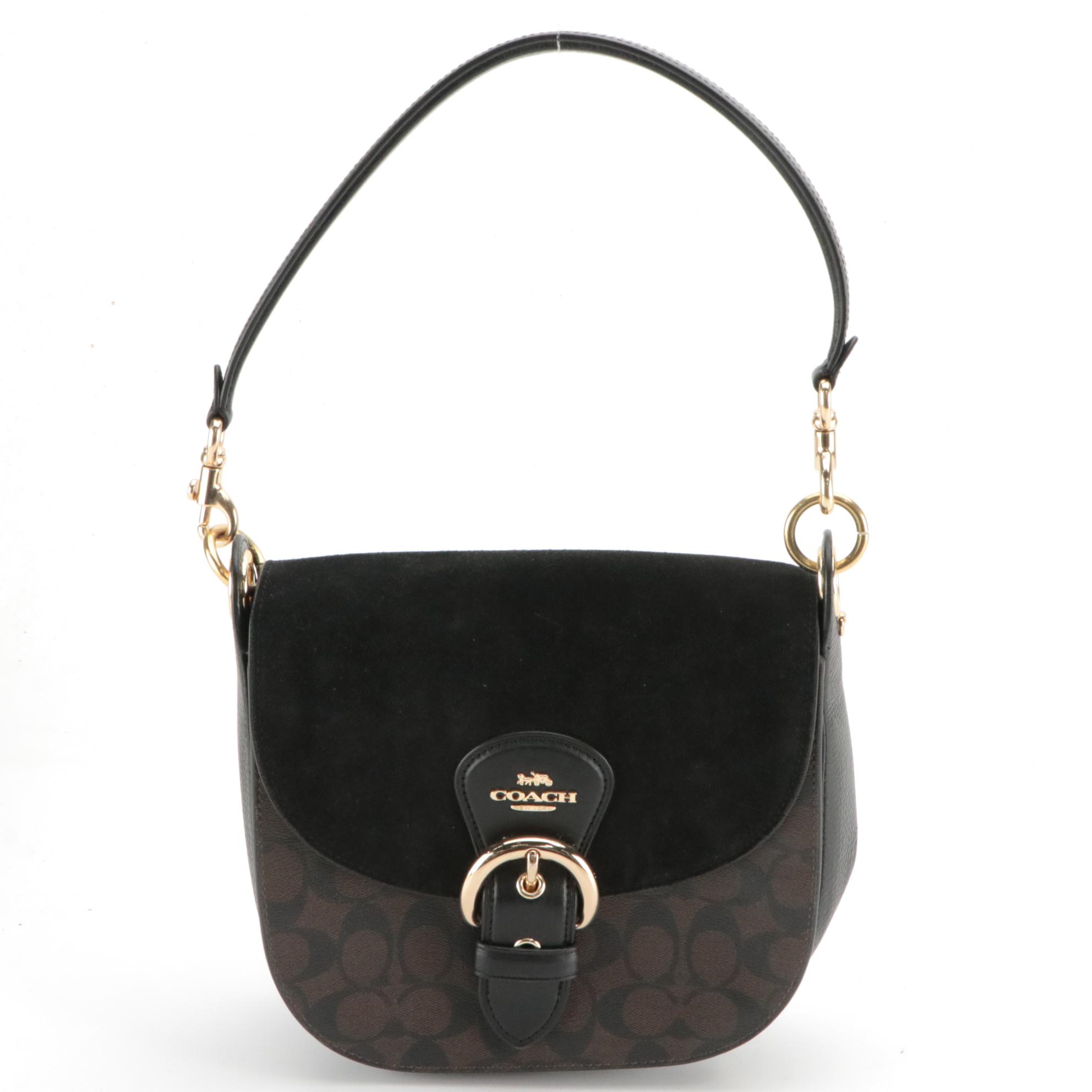 Coach Kleo Shoulder Bag 23 C8515 in Signature Canvas and Suede/Leather