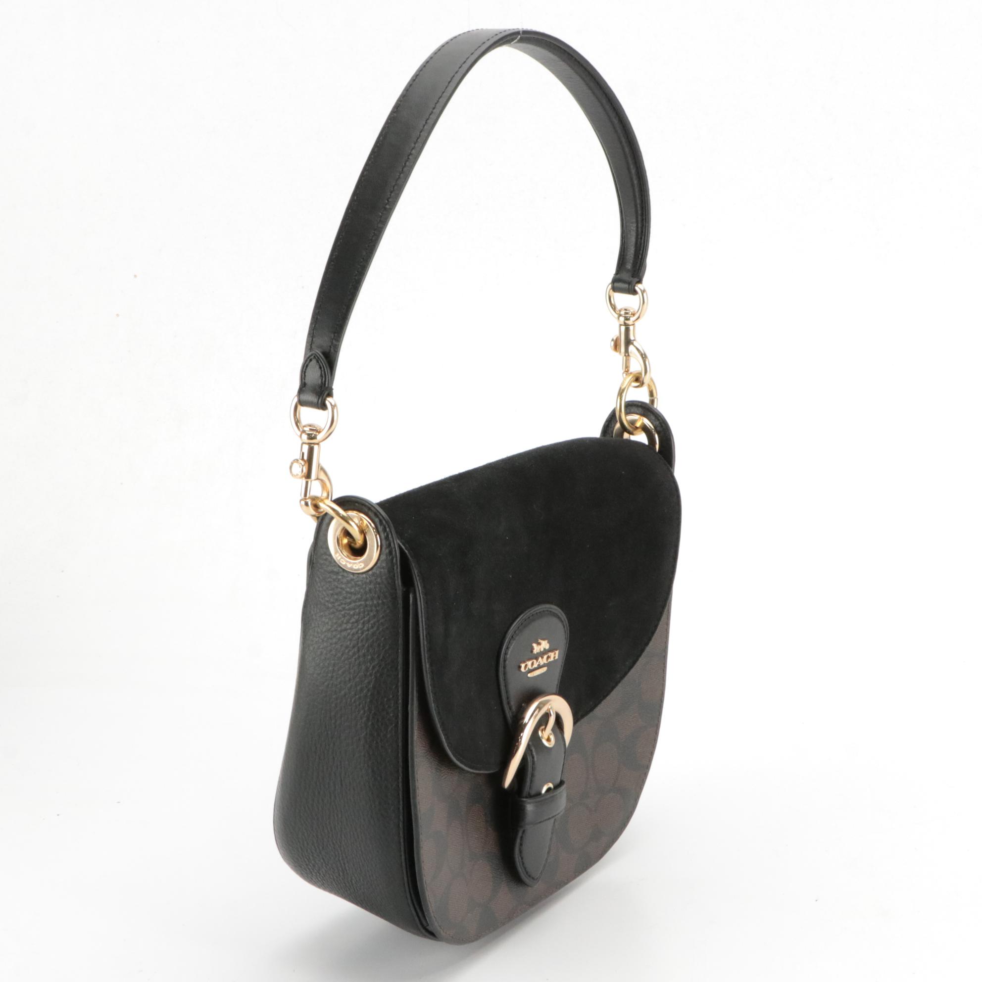 Coach Kleo Shoulder Bag 23 C8515 in Signature Canvas and Suede/Leather