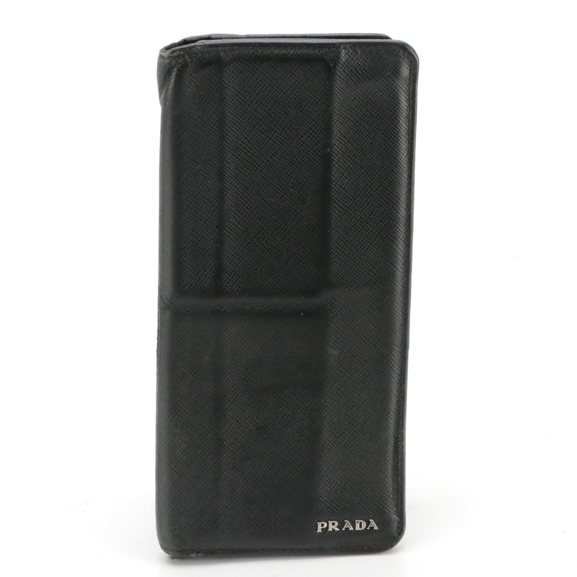 Prada Saffiano Leather Long Vertical Wallet