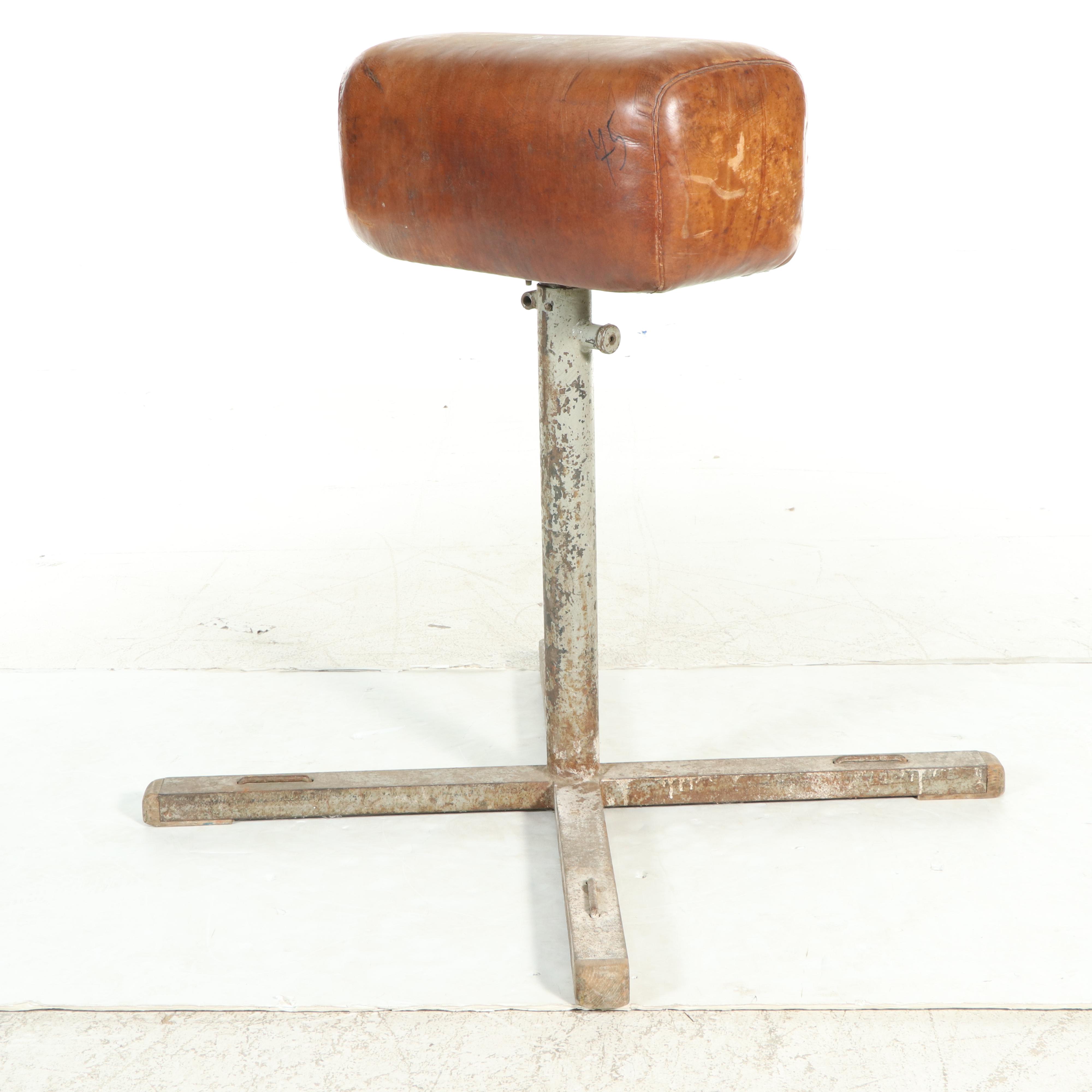 J. Seidl East European Gym Buck Pommel on Iron Stand, 20th C.