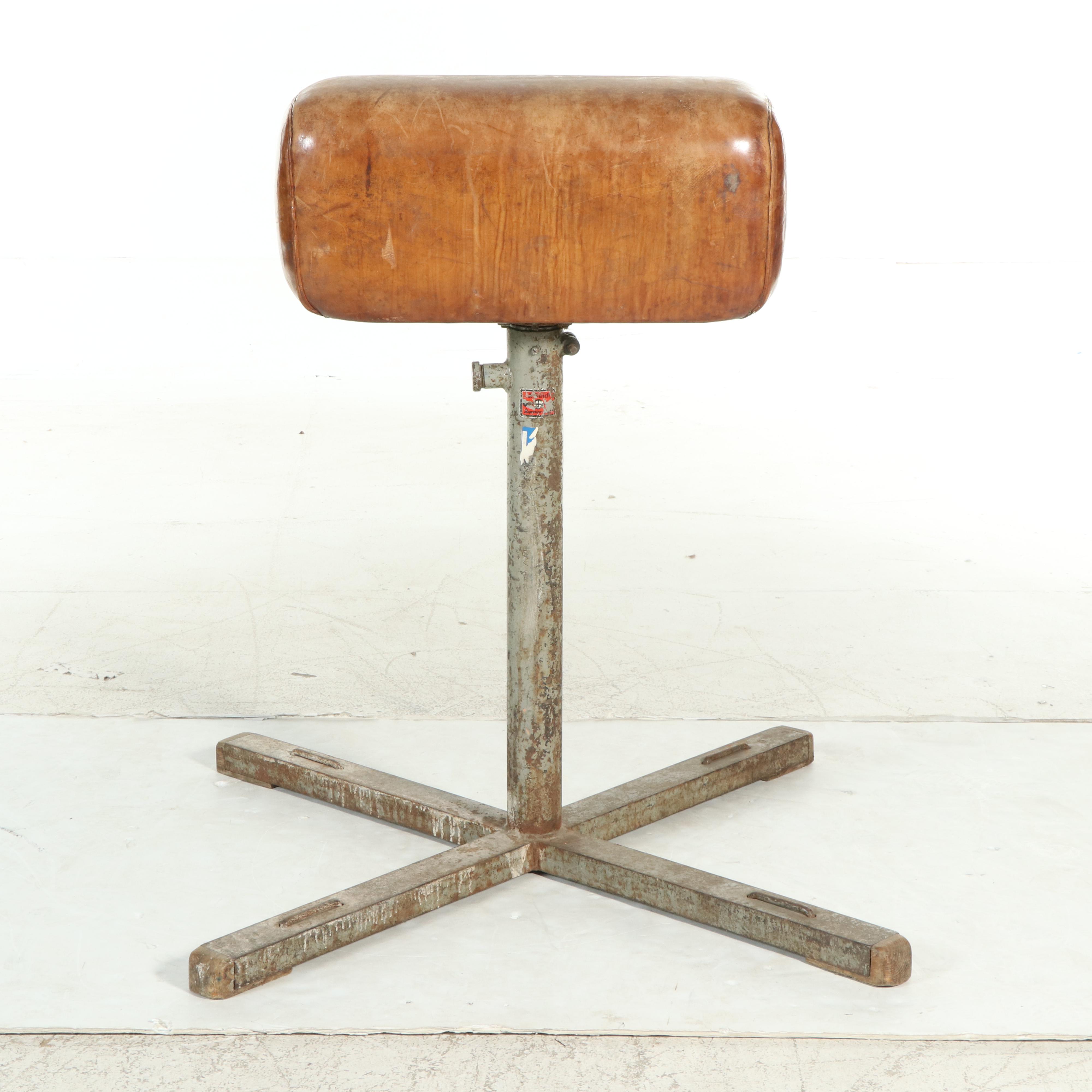 J. Seidl East European Gym Buck Pommel on Iron Stand, 20th C.