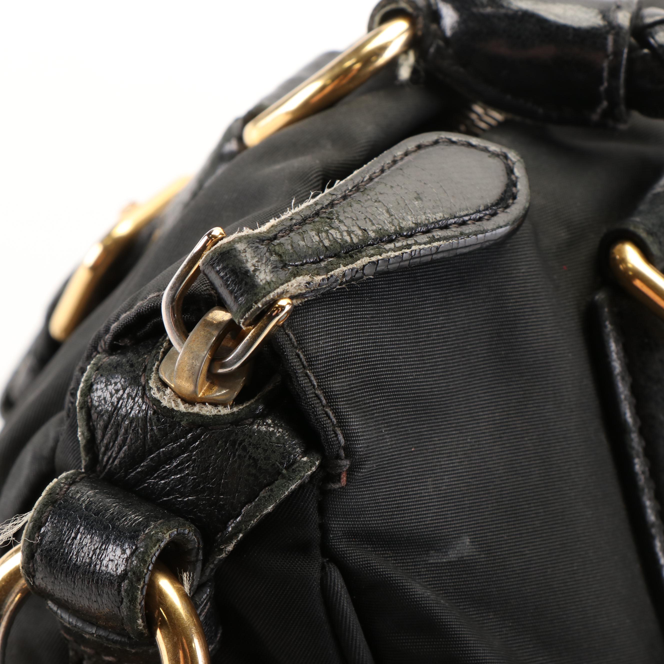 Prada Tessuto Nylon Convertible Handbag with Nappa Leather Braided Handle