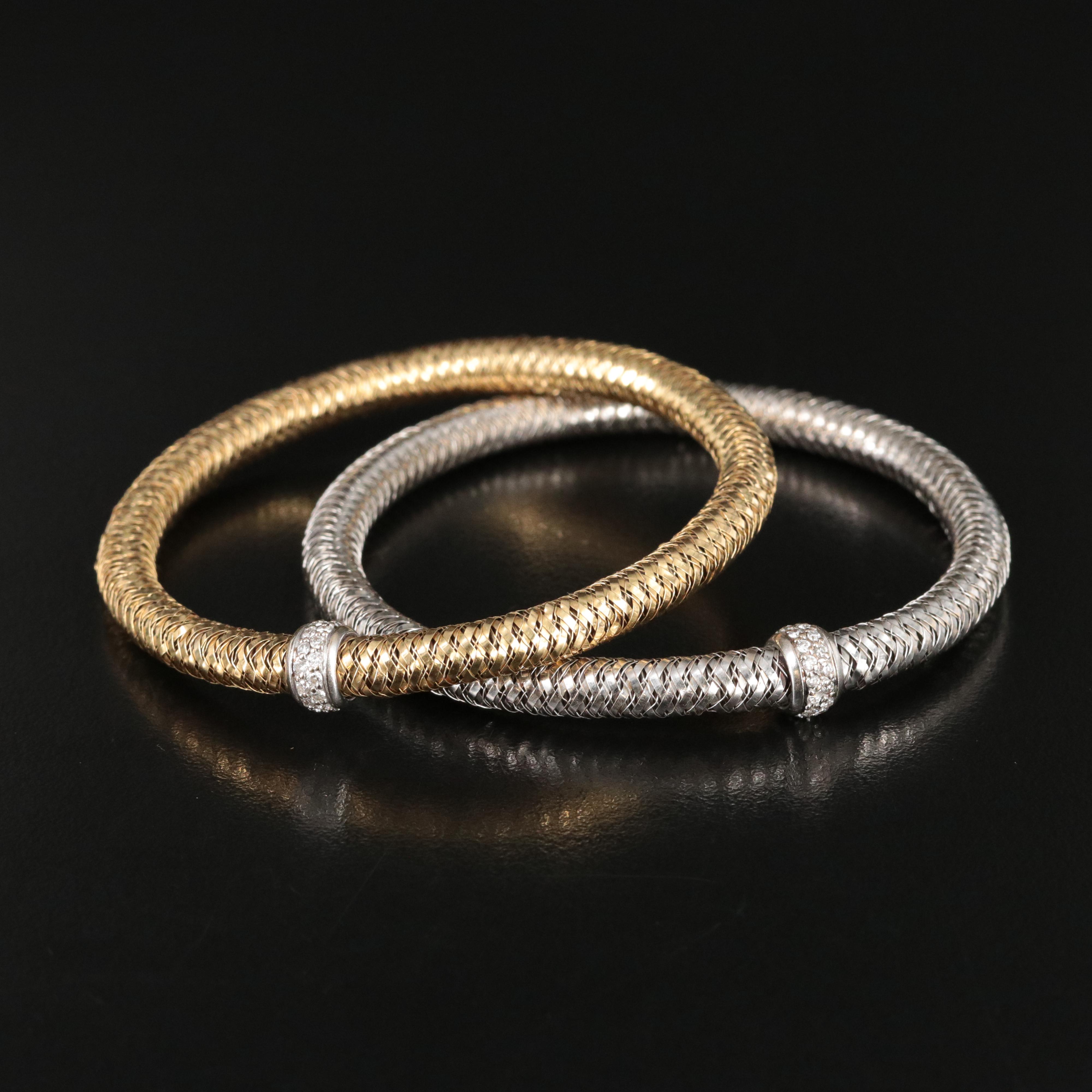 Roberto Coin Primavera 18K 0.55 CTW Diamond Flexible Bangle Bracelets